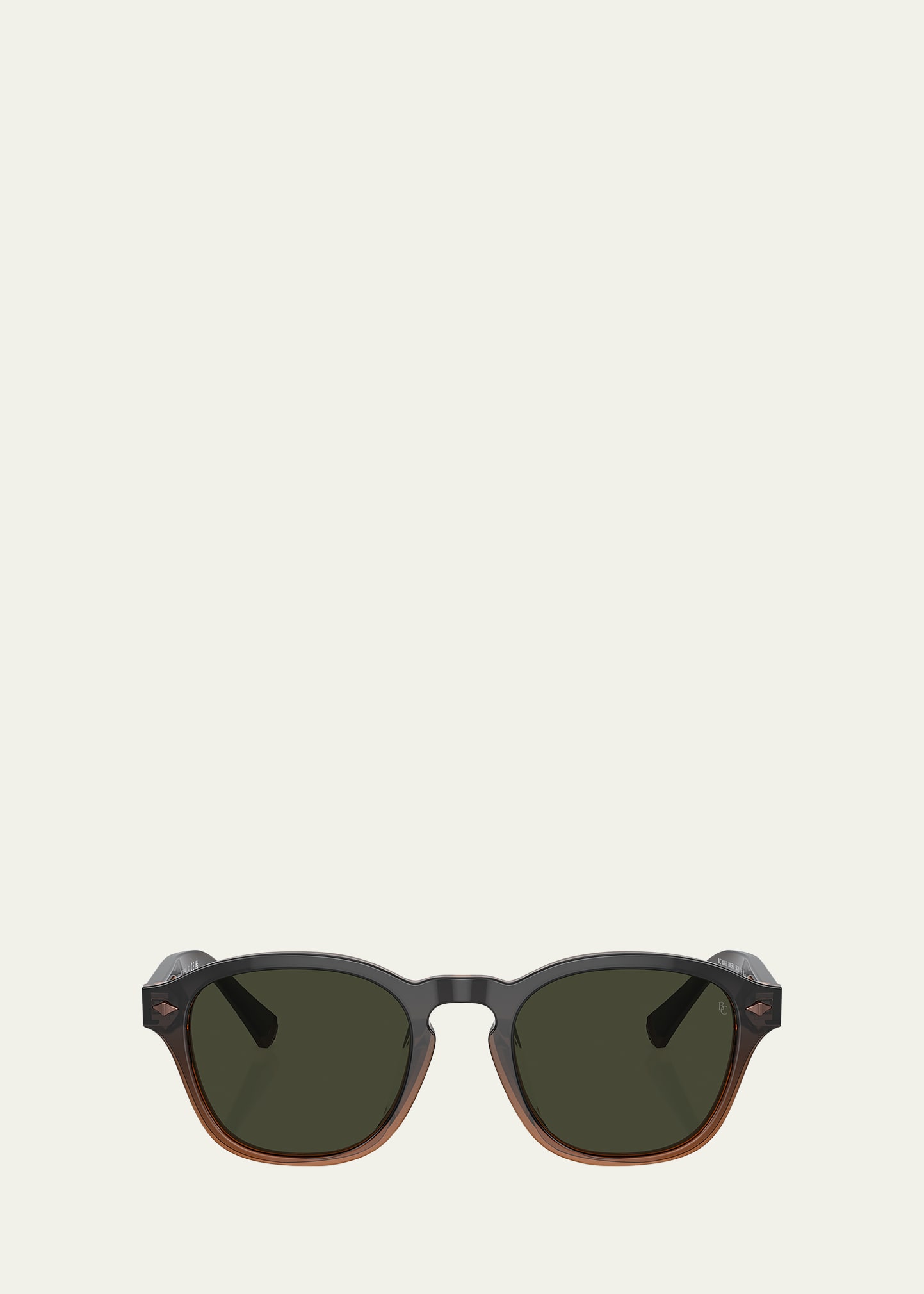 Brunello Cucinelli Polarized Vintage-style Acetate Round Sunglasses In Green