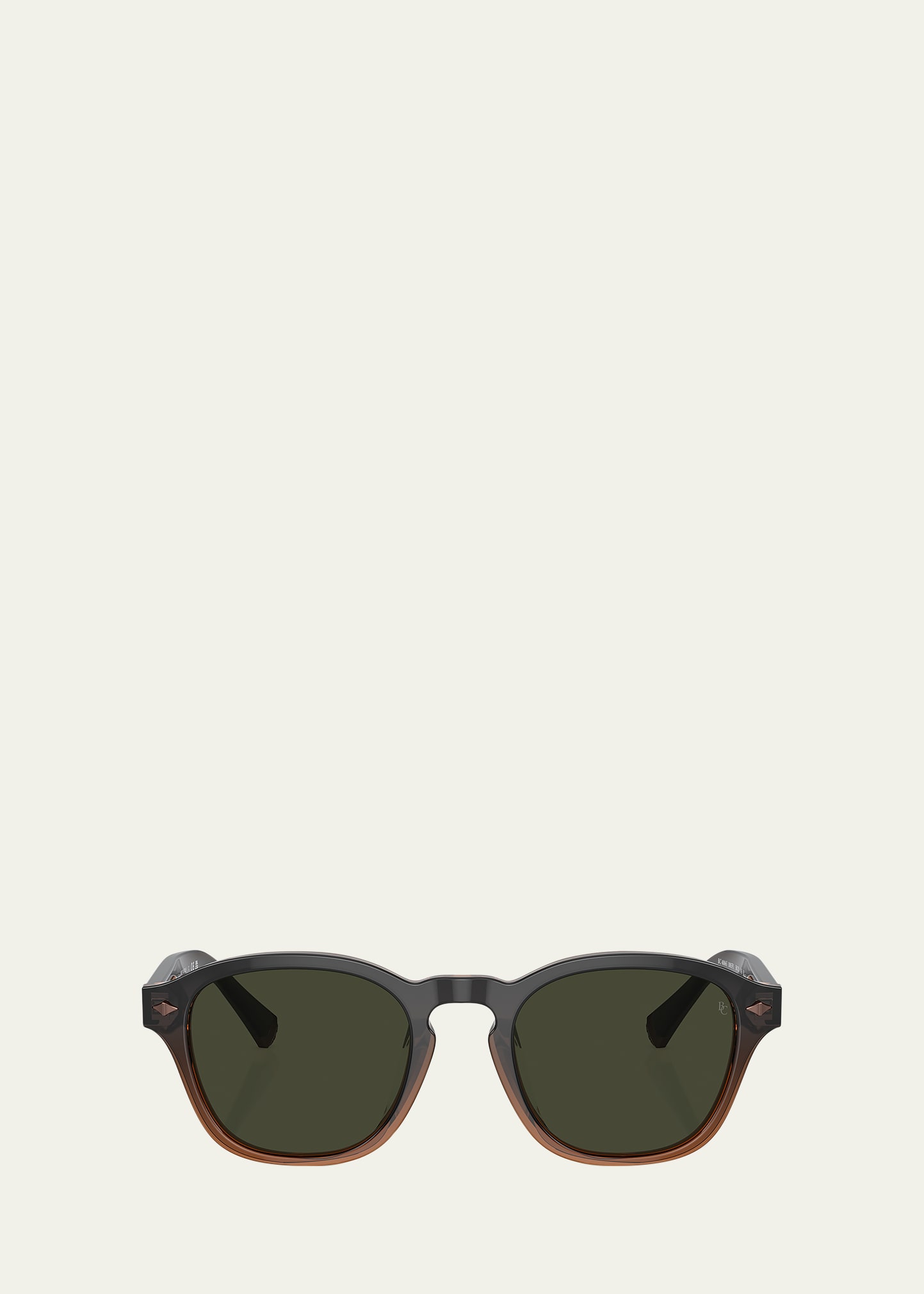 Brunello Cucinelli Polarized Vintage-style Acetate Round Sunglasses In Green