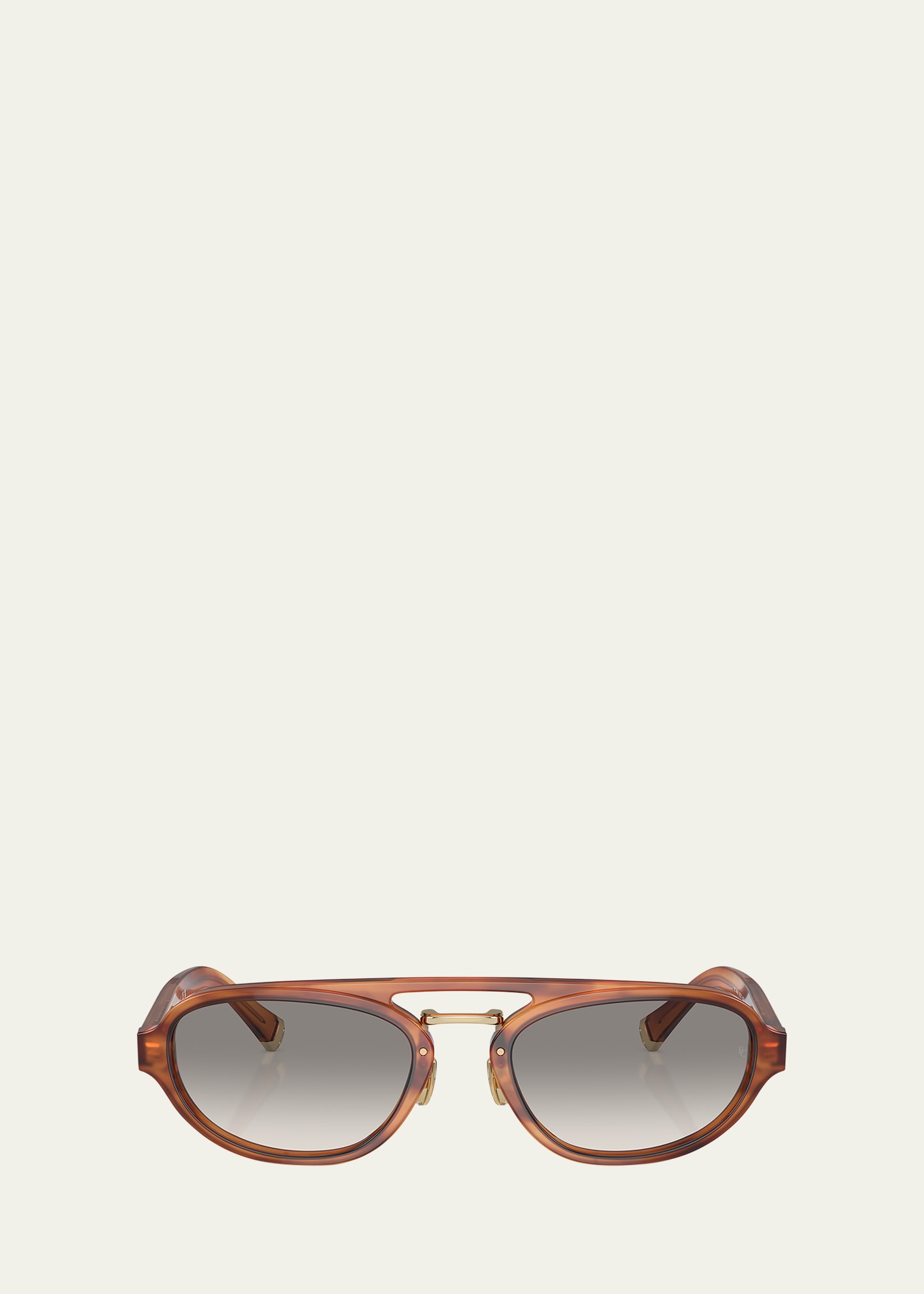 Brunello Cucinelli Engraved Acetate Oval Aviator Sunglasses In Honey