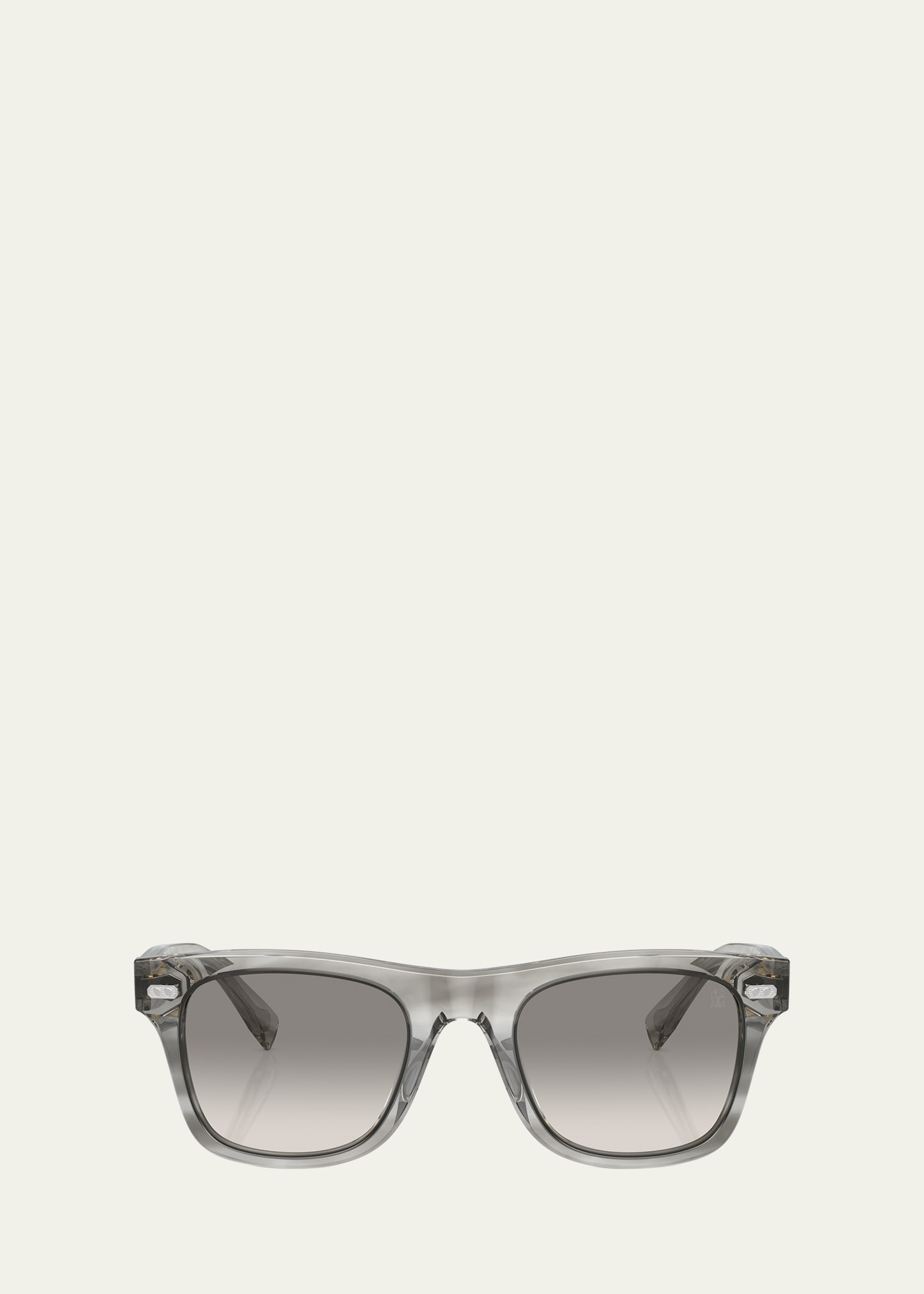 Shop Brunello Cucinelli Logo Core Wire Acetate Square Sunglasses In Striped Grey