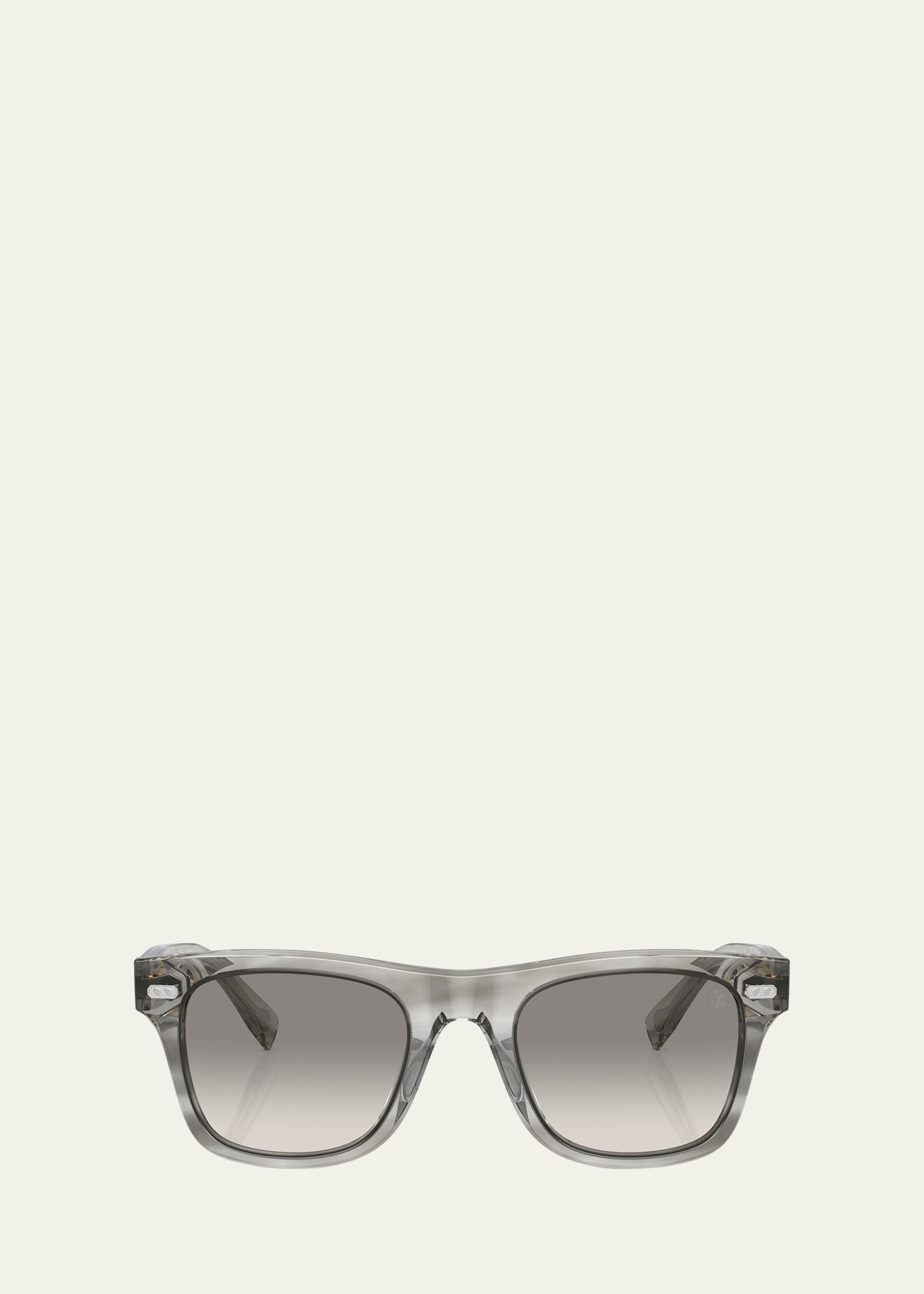 Brunello Cucinelli Logo Core Wire Acetate Square Sunglasses In Striped Grey