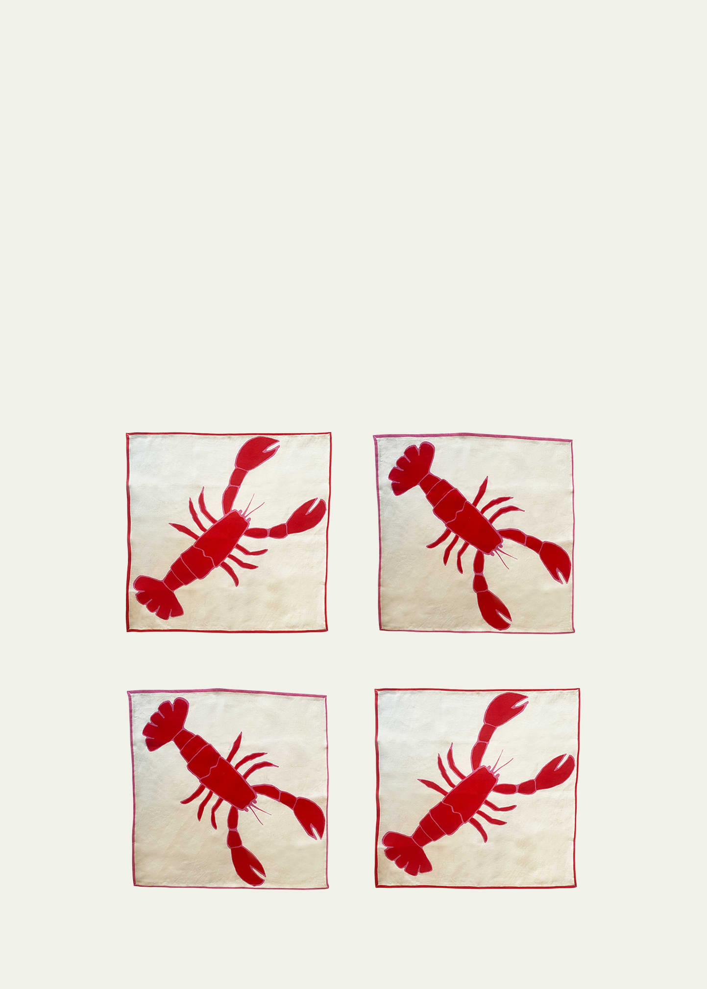 Amuse La Bouche Lobster Linen Napkins, Set Of 4 In Multi