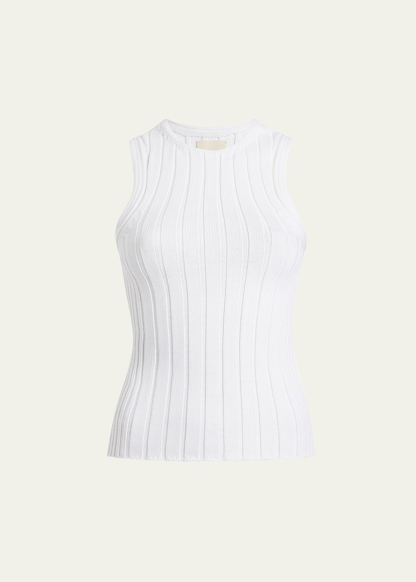 Khaite Manu Wide Rib Knit Tank Top In White