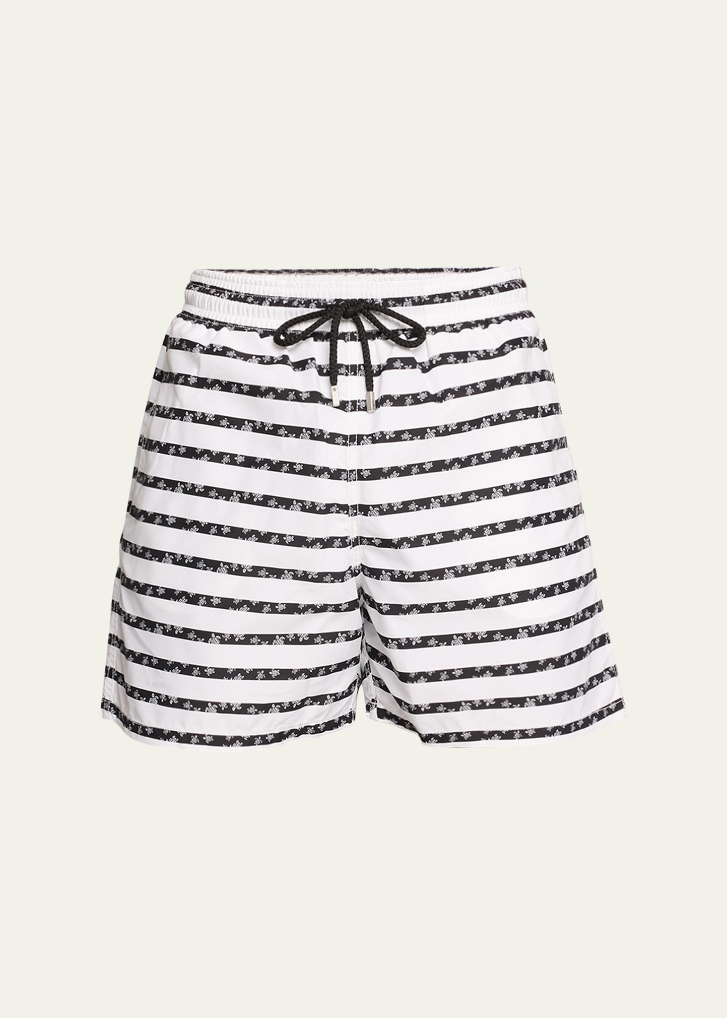 Shop Vilebrequin Men's Micro-turtle Striped Swim Shorts In White