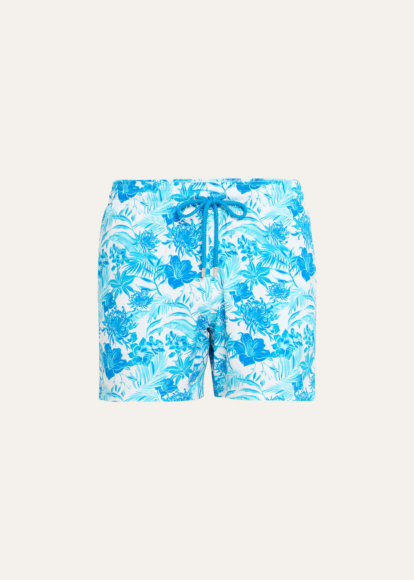 Shop Vilebrequin Men's Tahiti Flower-print Swim Shorts In White