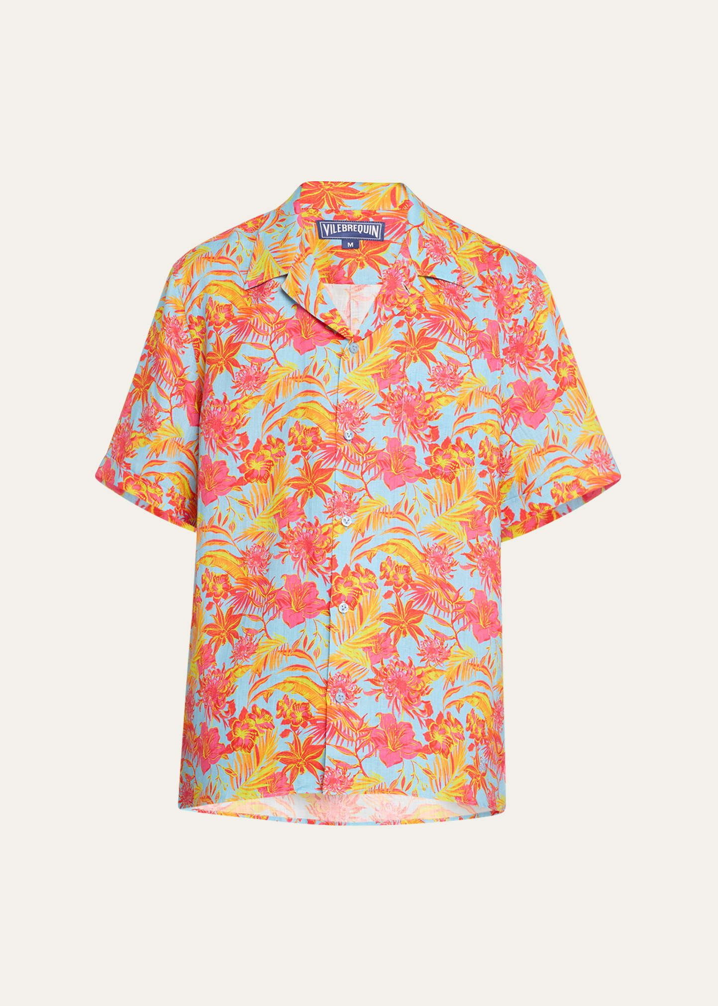 Shop Vilebrequin Men's Tahiti Flower-print Camp Shirt In Santorin B