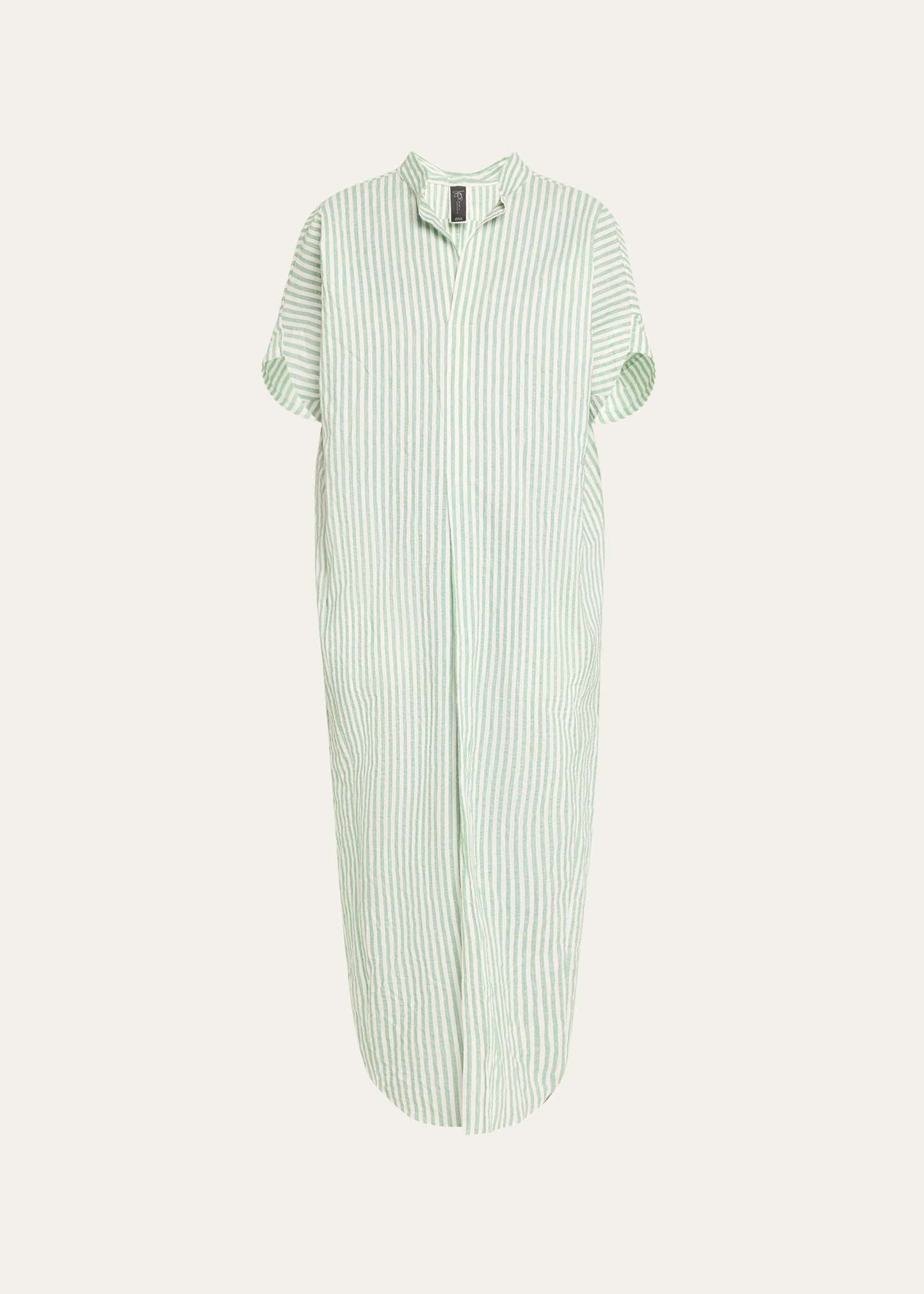 Zero + Maria Cornejo Long Aissa Stripe Shirt Dress In Green