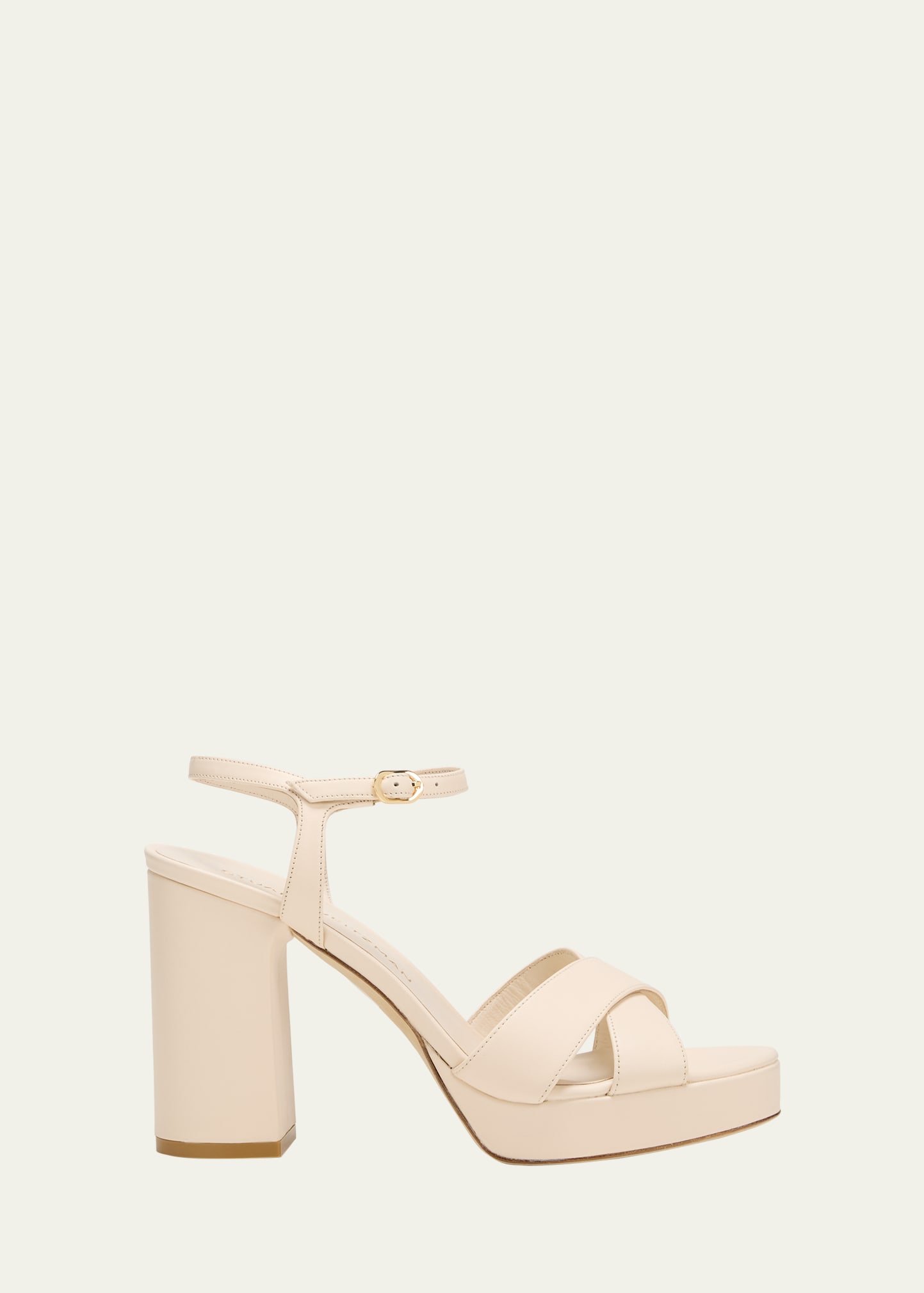 Shop Stuart Weitzman Dayna Leather Crisscross Platform Sandals In Seashell