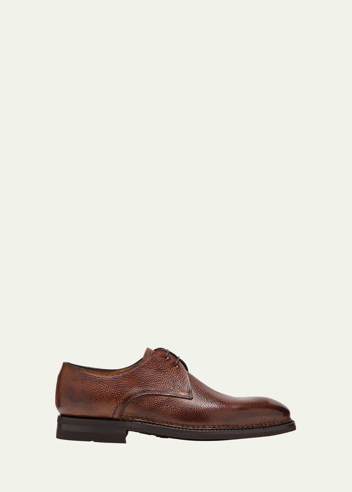 Shop Bontoni Men's Carnera Soft Grain Leather Derby Shoes In Light Chocolate