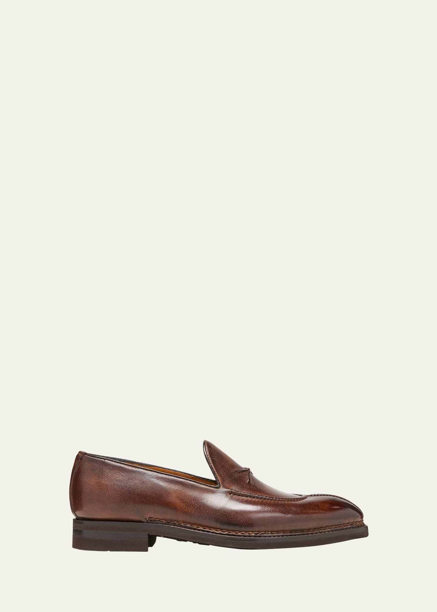 Shop Bontoni Men's Patrizio Soft Leather Loafers In Medium Chocolate