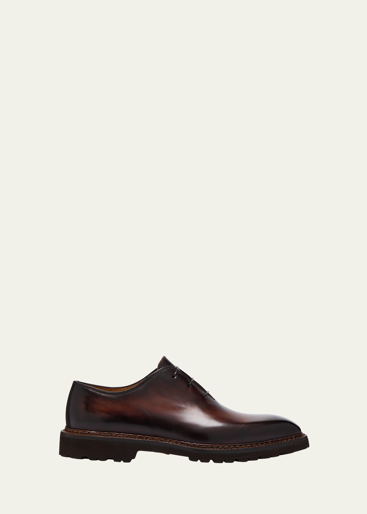 Shop Bontoni Men's Mocambo Lug-sole Leather Oxfords In Mattone