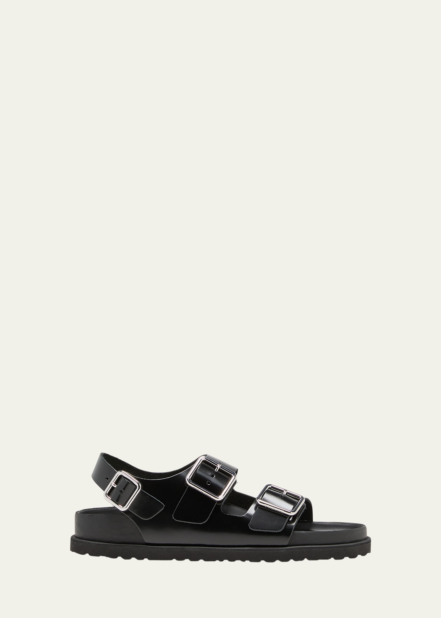 Shop Birkenstock Milano Leather Dual-buckle Slingback Sandals In Black