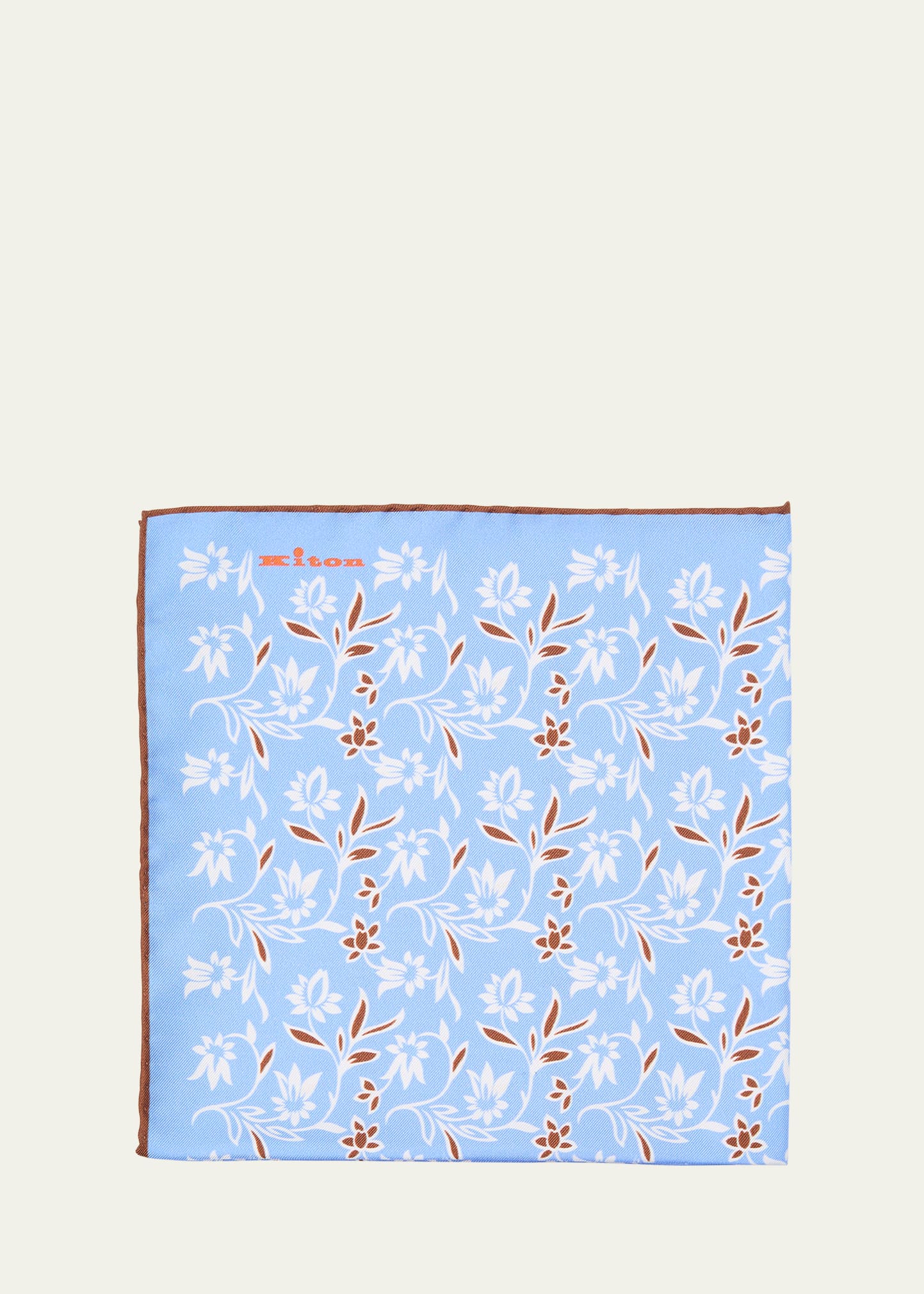 Kiton Men's Silk Floral Pocket Square In Blue