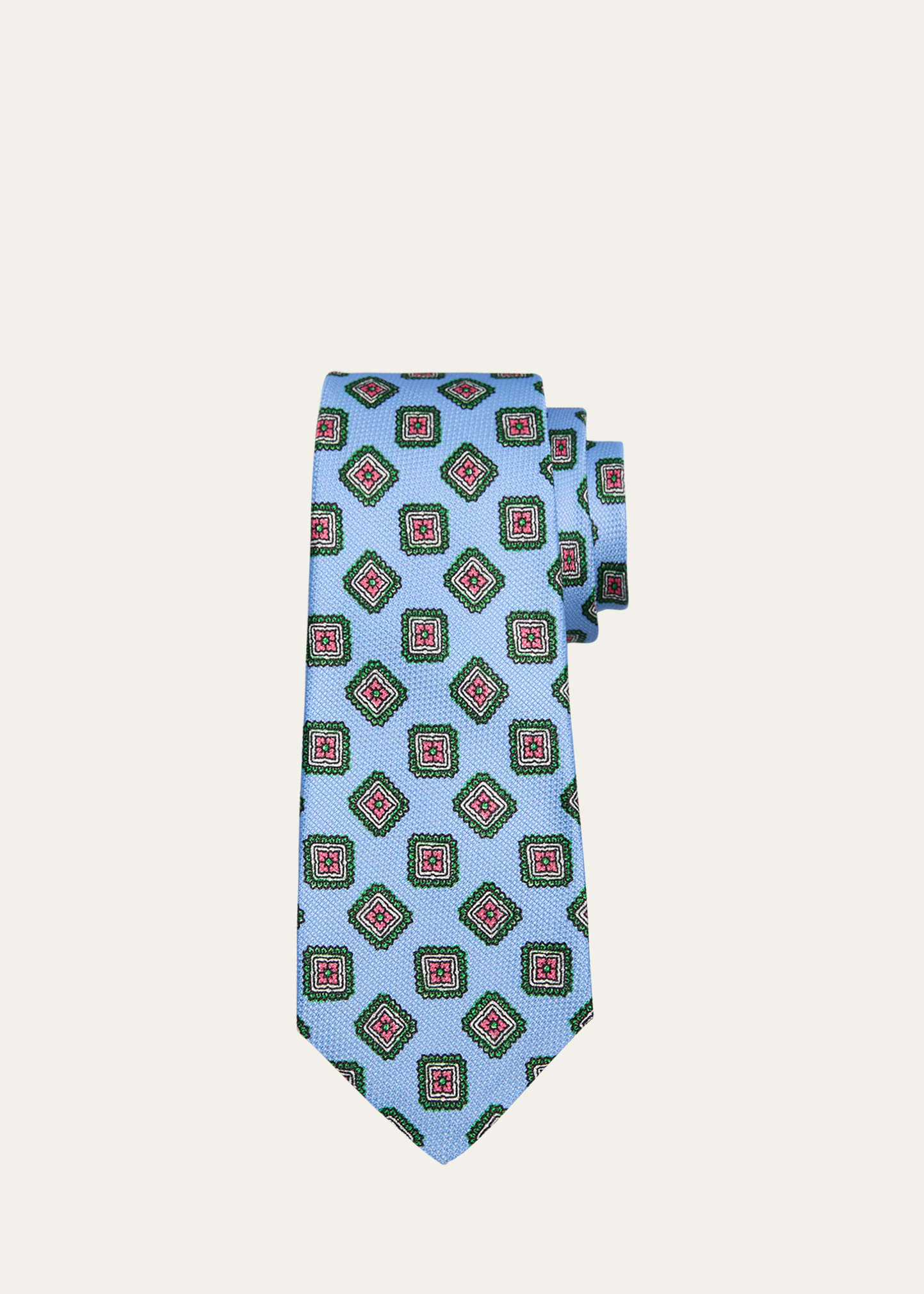 Kiton Men's Silk Medallion Tie In Blue