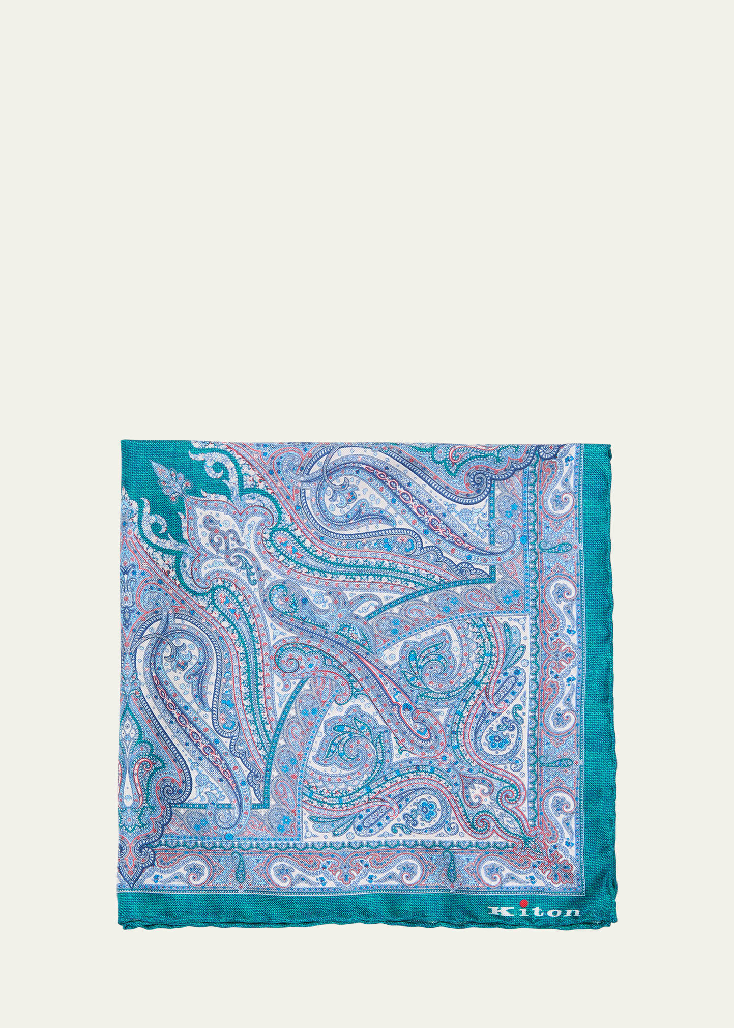 Kiton Men's Silk Paisley Pocket Square In Blue