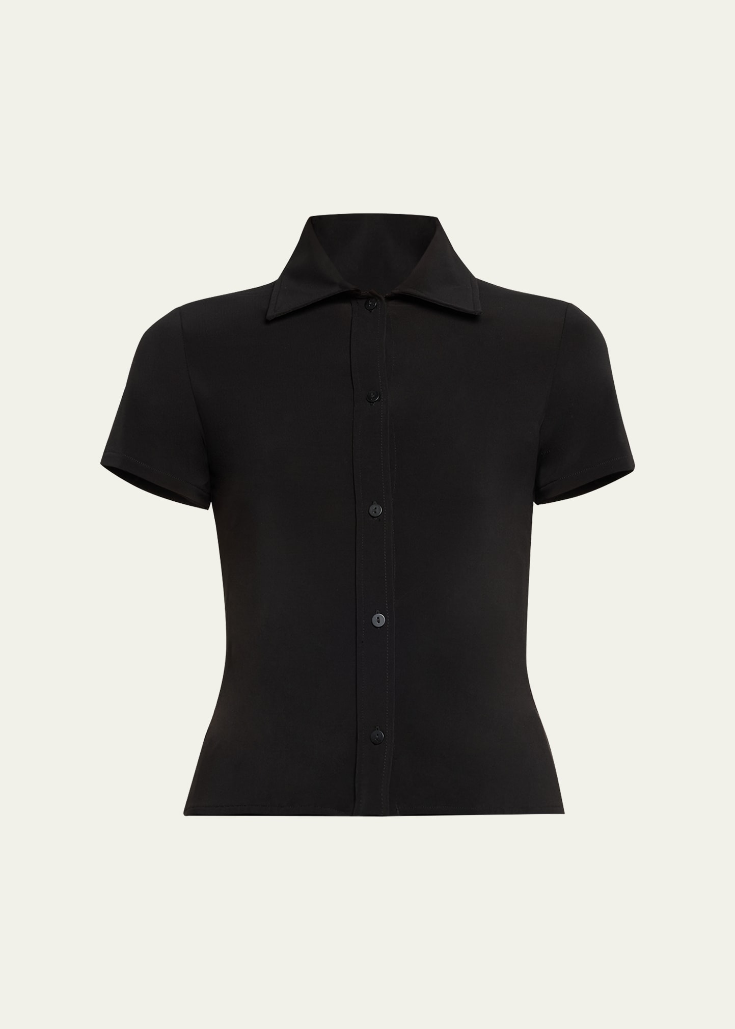 Shop Vince Short-sleeve Button-front Shirt In Black