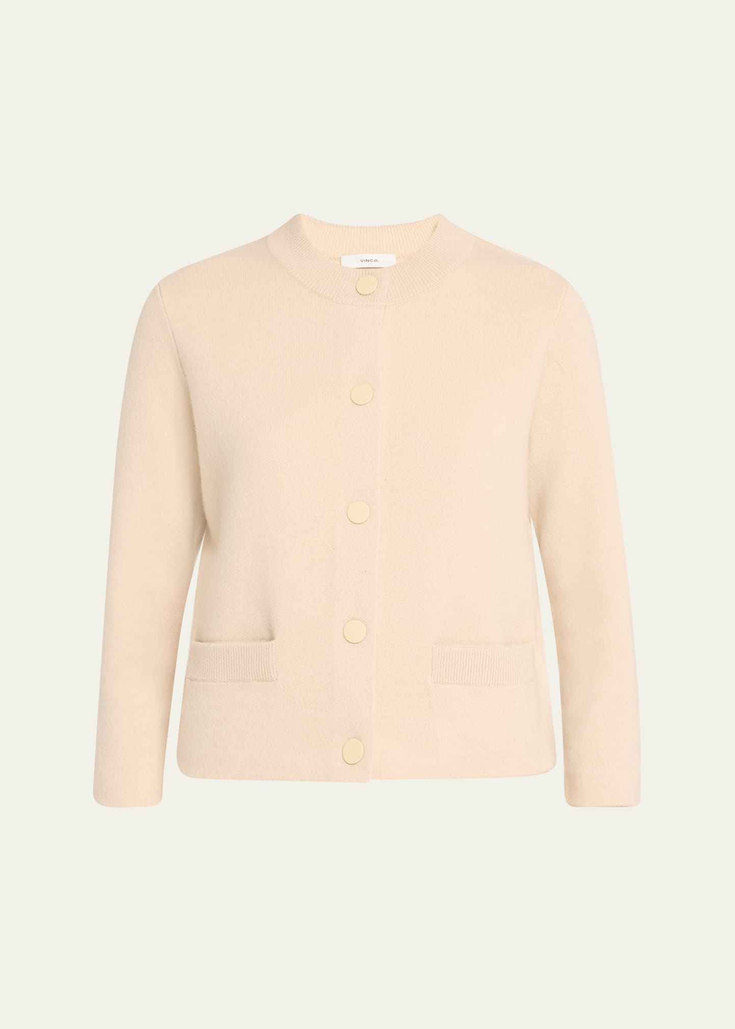 VINCE WOOL AND CASHMERE SHRUNKEN SNAP CARDIGAN 