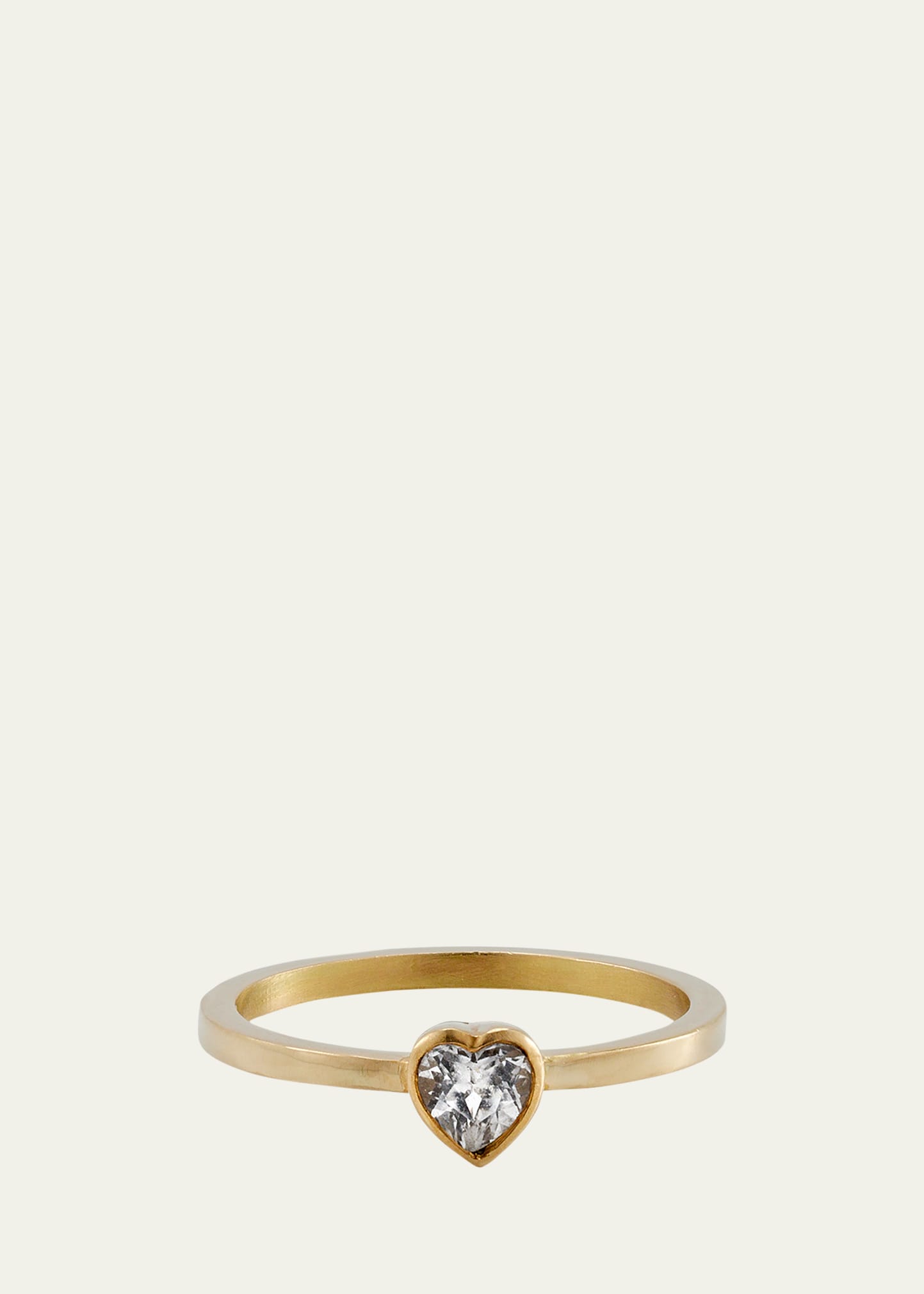 18K Yellow Gold Tinsy Tiny Heart Ring with Faceted White Topaz