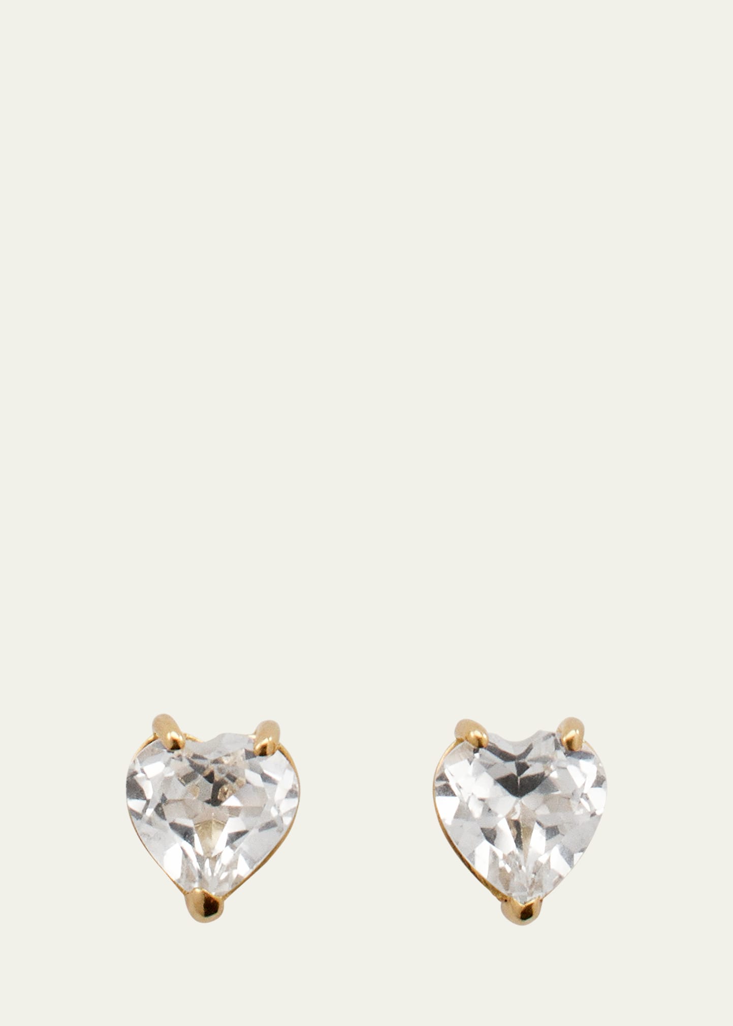 Shop Katey Walker 18k Yellow Gold Tiny Topaz Heart Stud Earrings In Yg