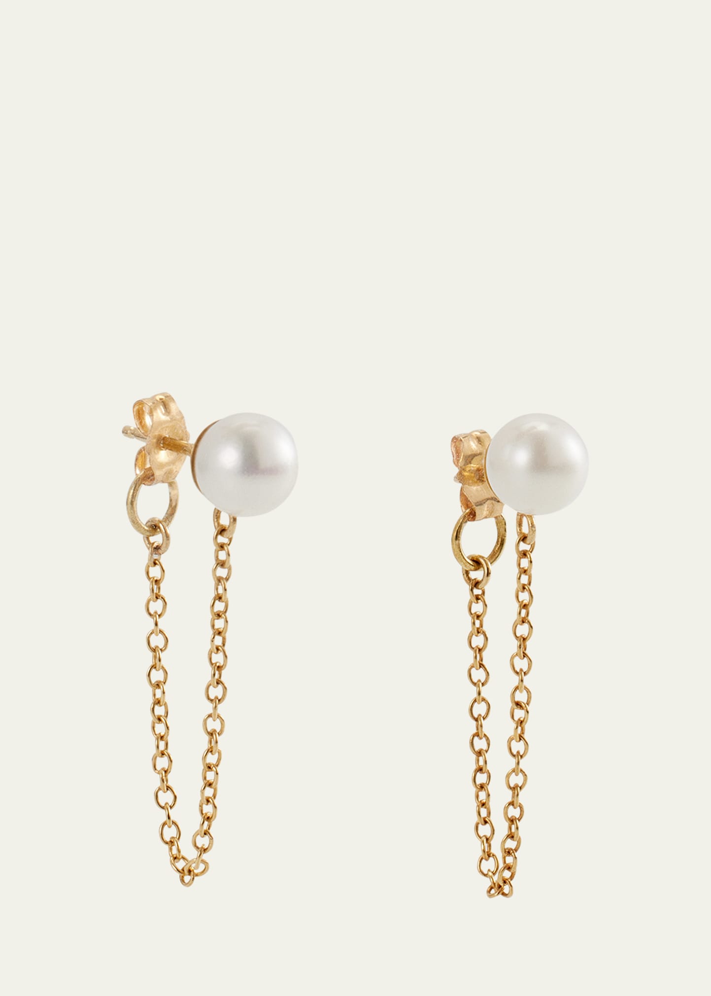 18k Yellow Gold Chain & Pearl Hoop Earrings