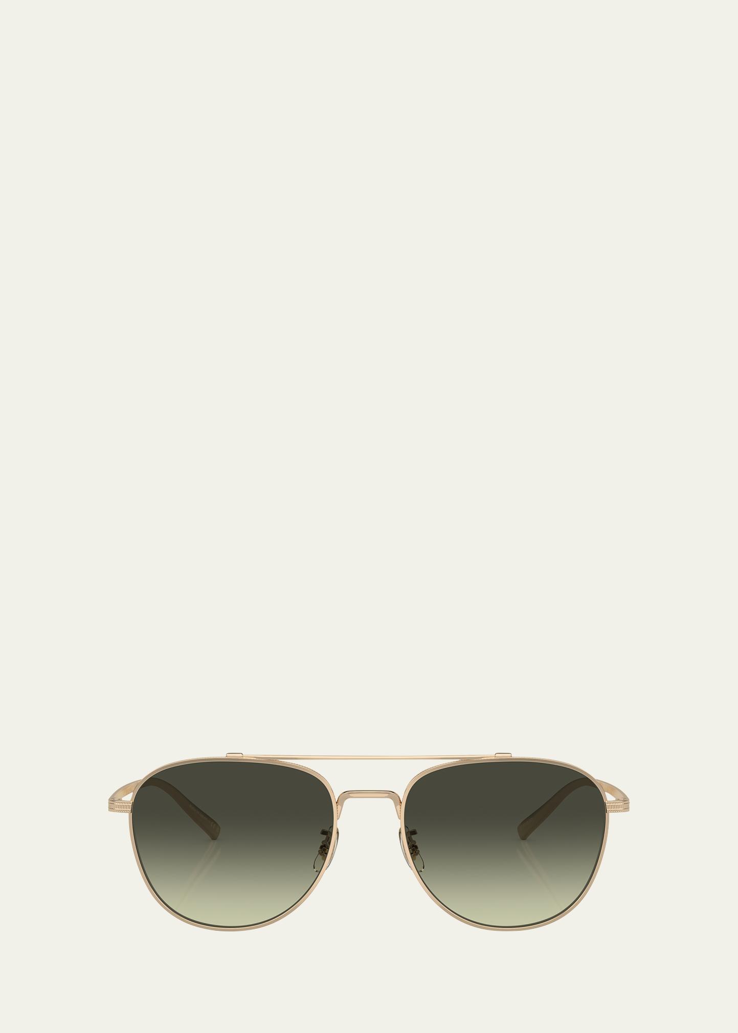 Men's Double-Bridge Metal Aviator Sunglasses