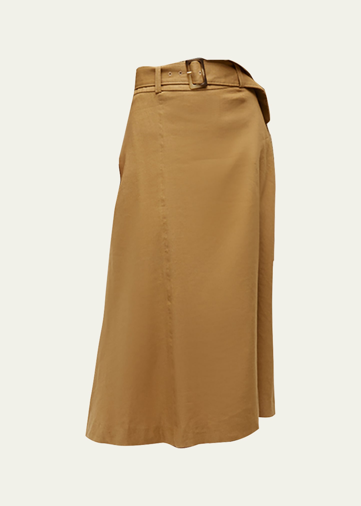 Shop Veronica Beard Arwen Belted Linen-blend Midi Skirt In Desert Khaki