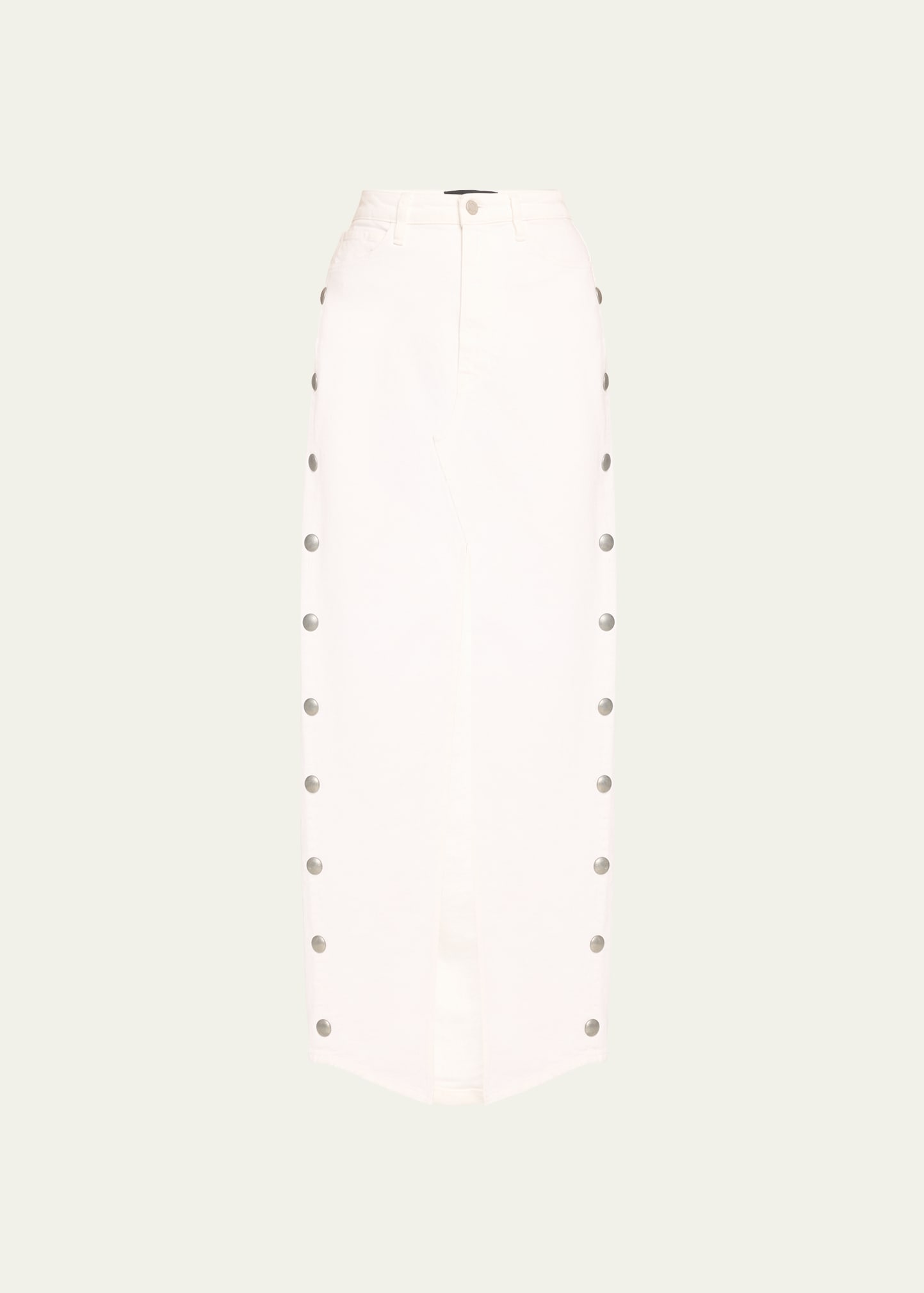 Shop 3x1 Elizabeth Long Denim Skirt In Blanc W Studs