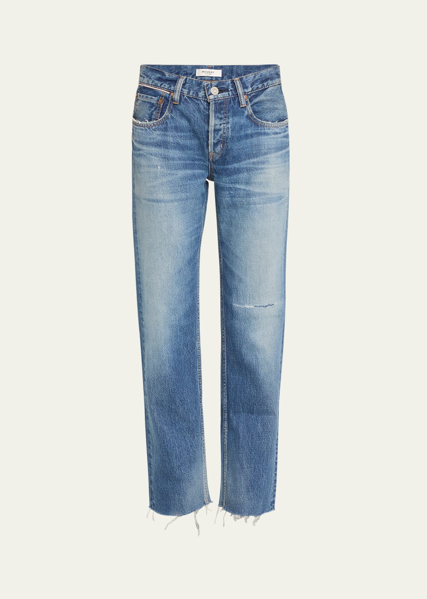 Shop Moussy Vintage Whitmar Straight Low-rise Jeans In Blue