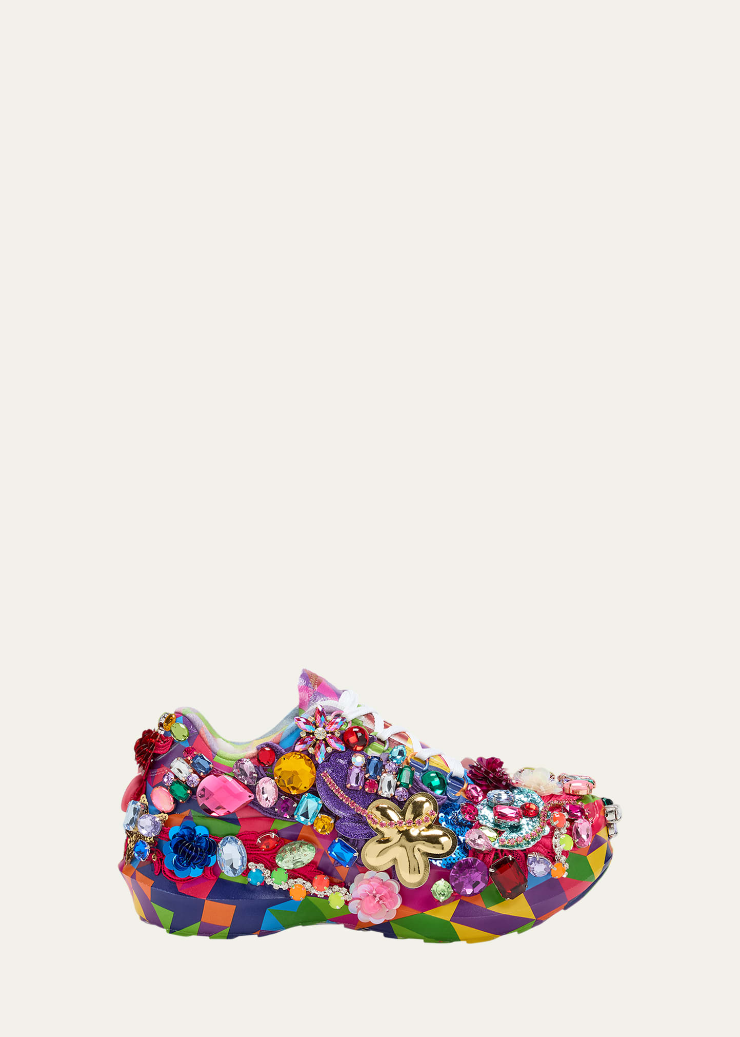 Cdg X Salomon Embellished Printed Leather Platform Sneakers In Multi