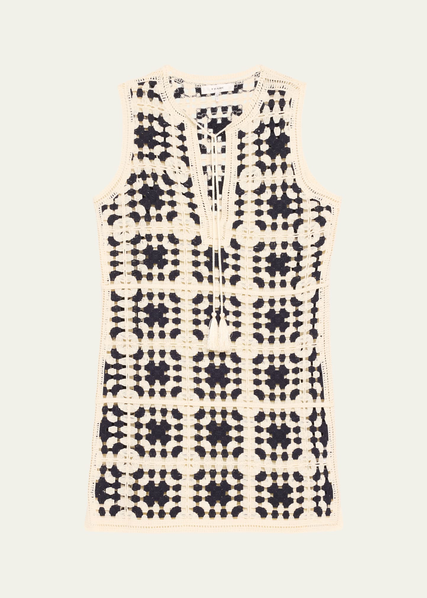 Crochet Tassel Popover Mini Dress