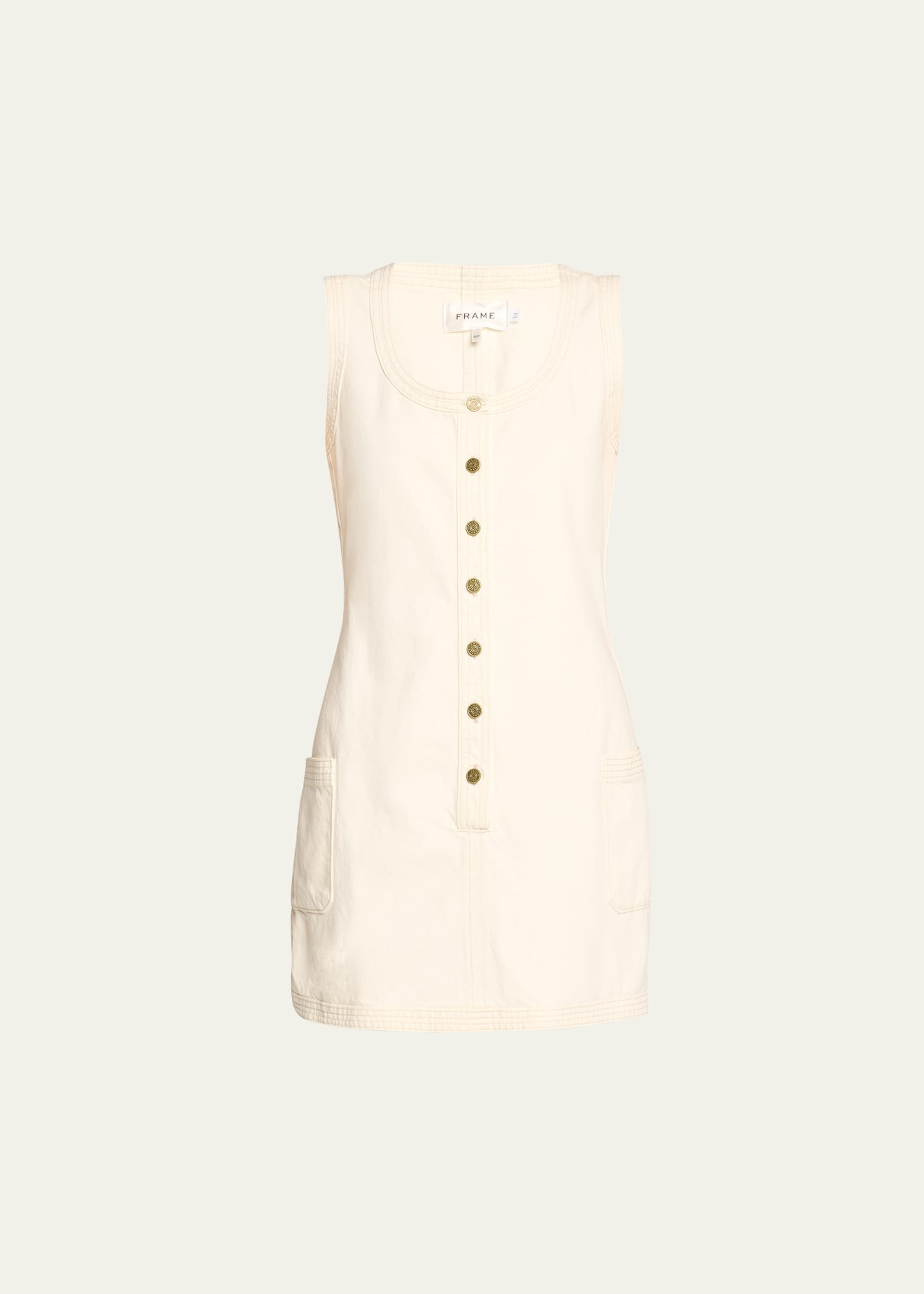 Frame Trapunto Side Pocket Mini Dress In Neutral