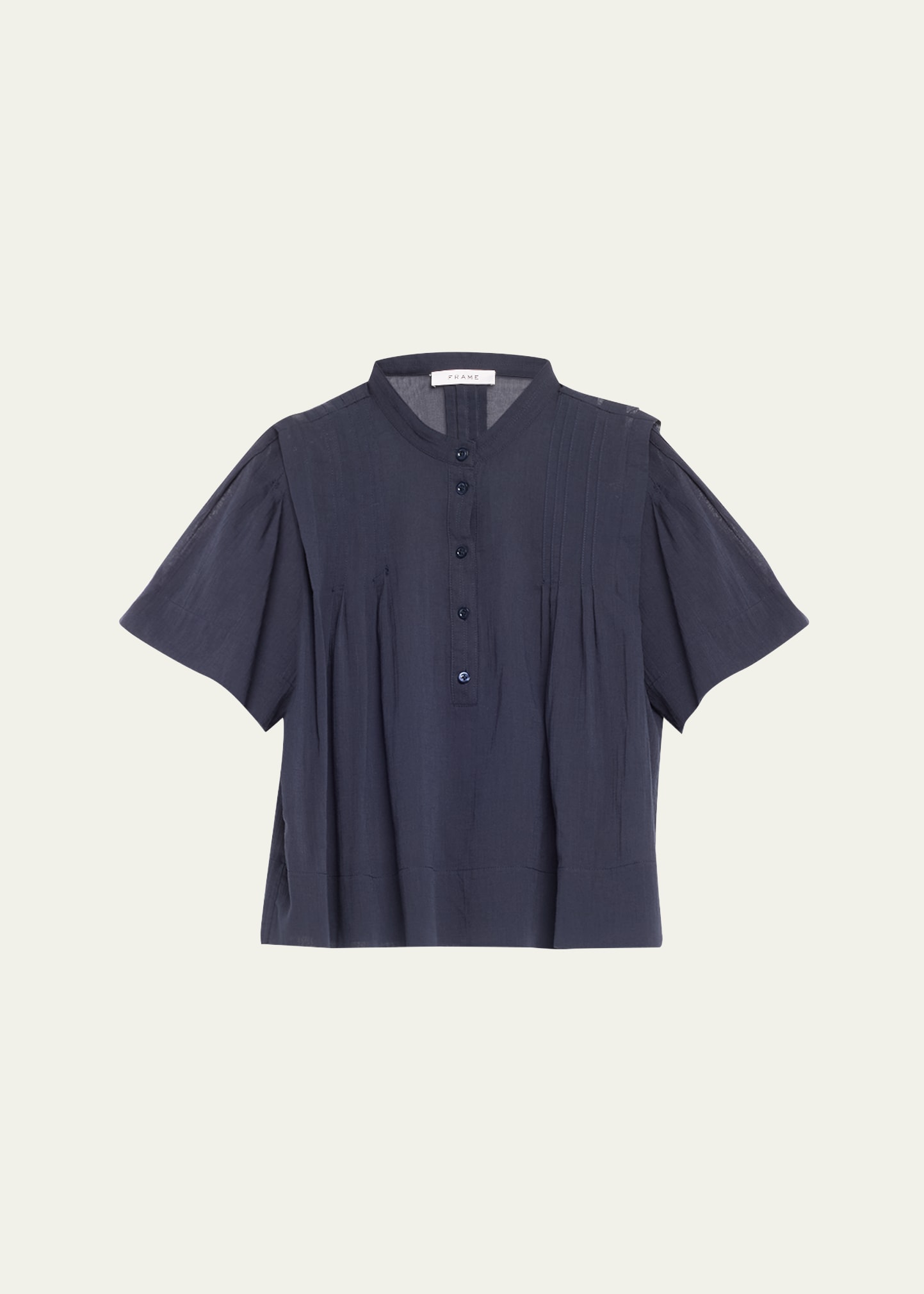 Shop Frame Pleated Button-front Blouse In Navy