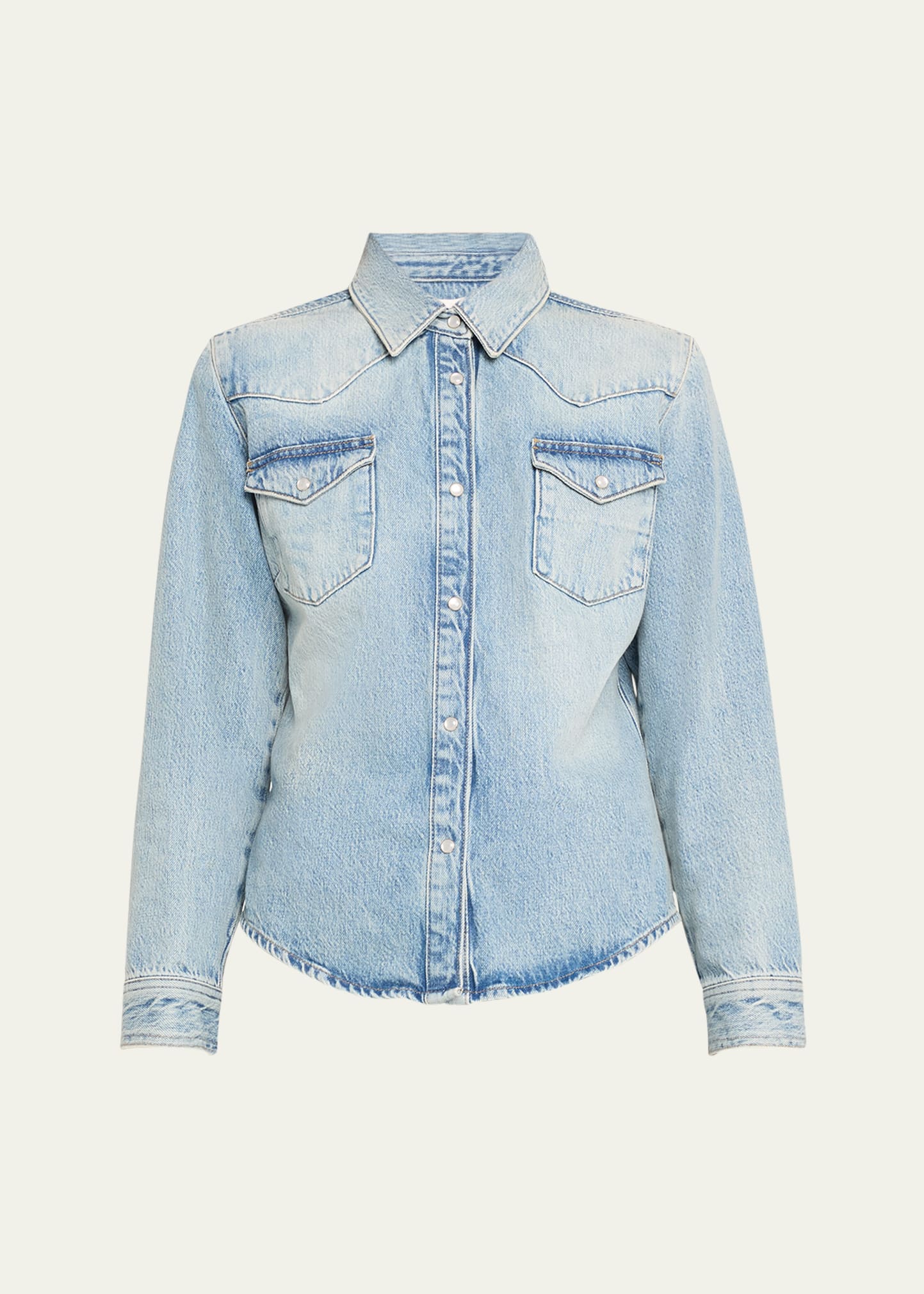 Frame Heritage Fitted Denim Shirt In Blue