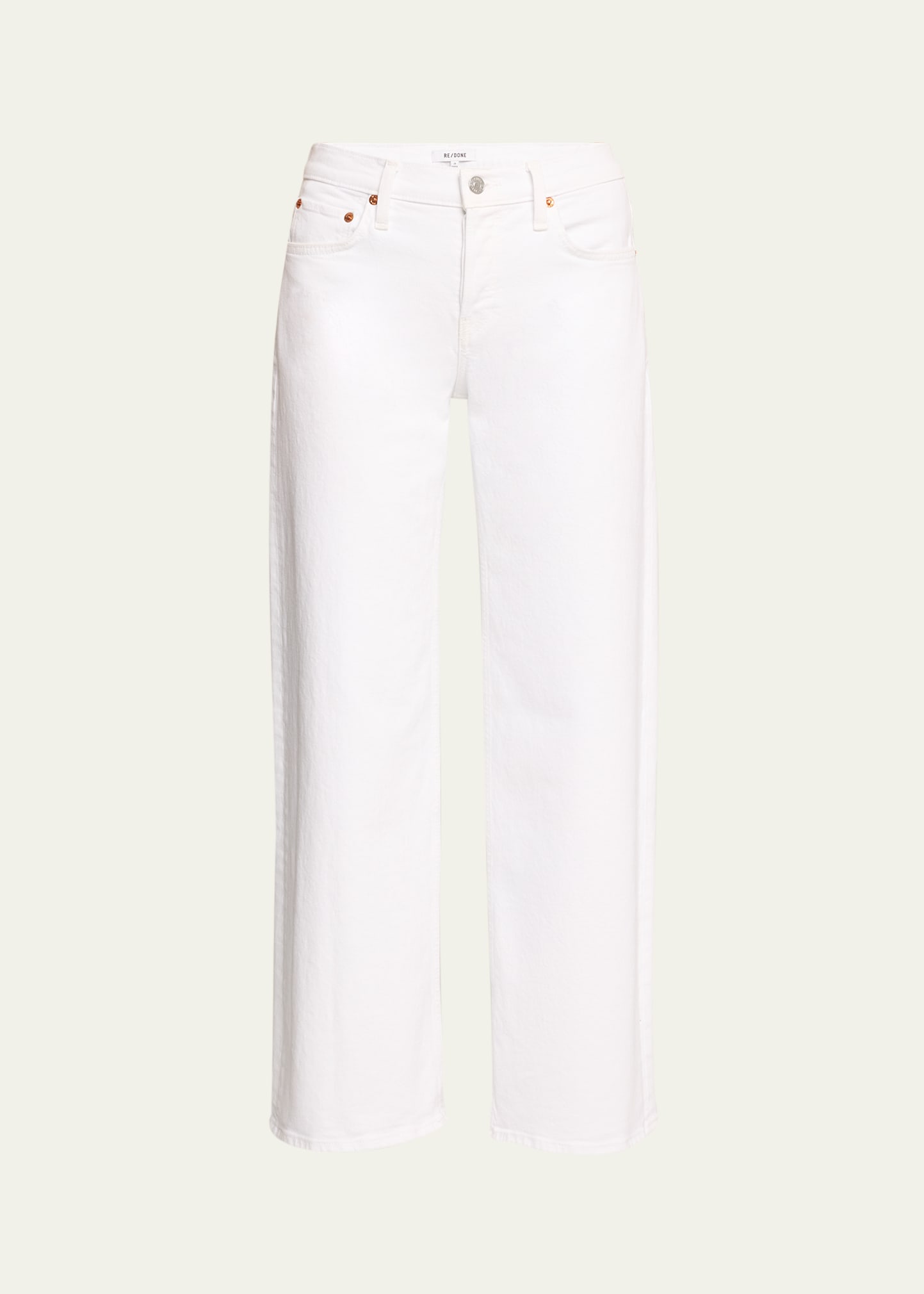 Re/done Women's Twill Mid-rise Crop Wide-leg Pants In White