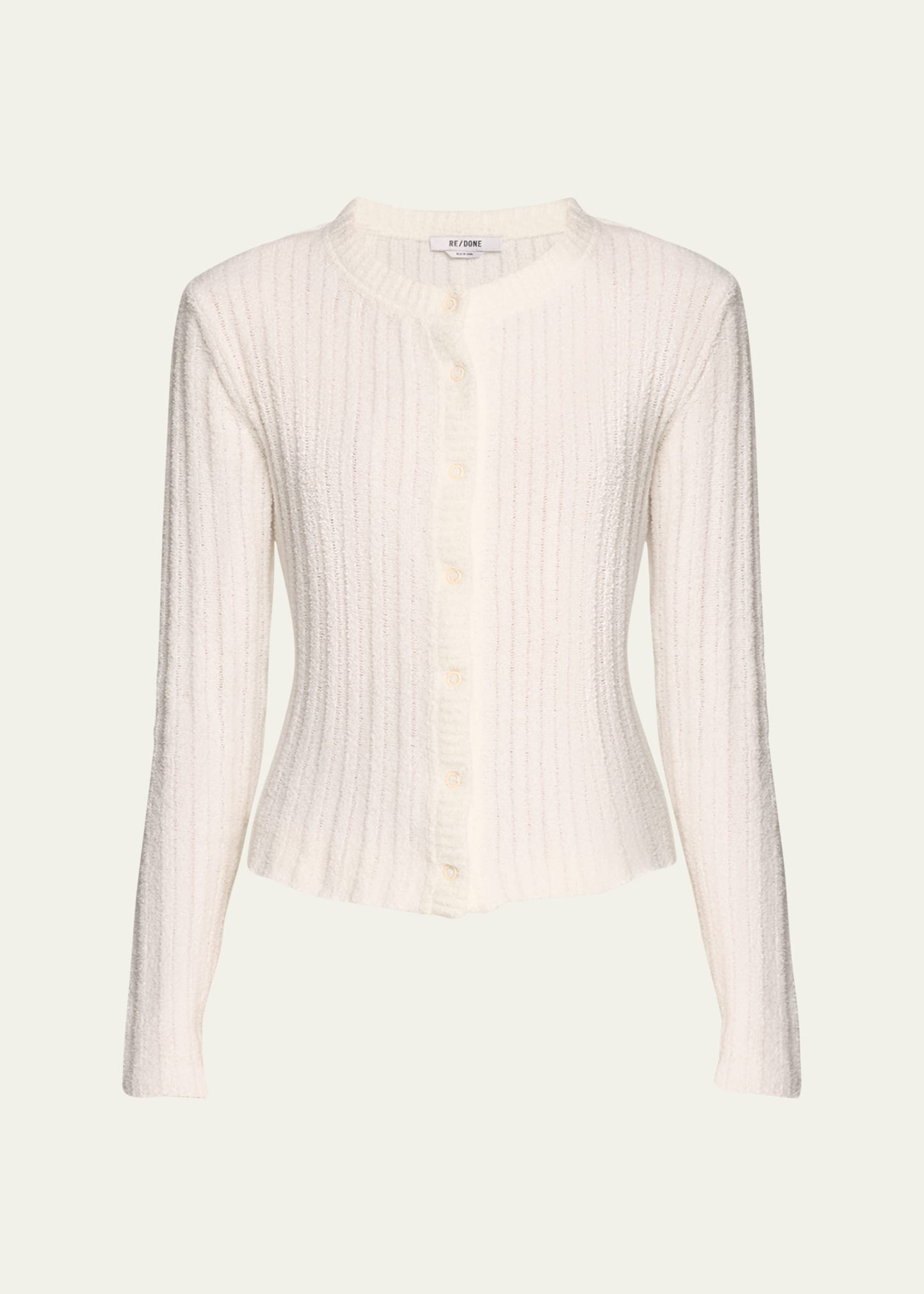 Shop Re/done Terry Ribbed Cardigan In Vintagewhi