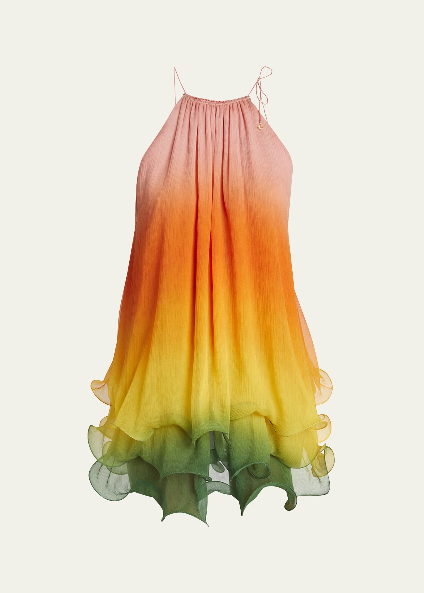 Shop Casablanca Gradient Ruffle Mini Dress In Rainbow Gradient