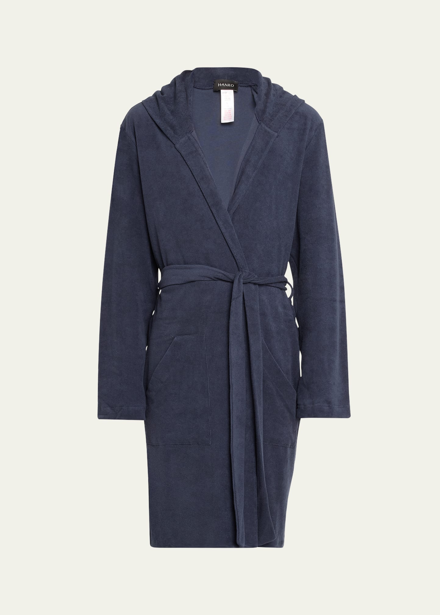 Hanro Men's Night And Day Hooded Terry Robe In Deep Navy