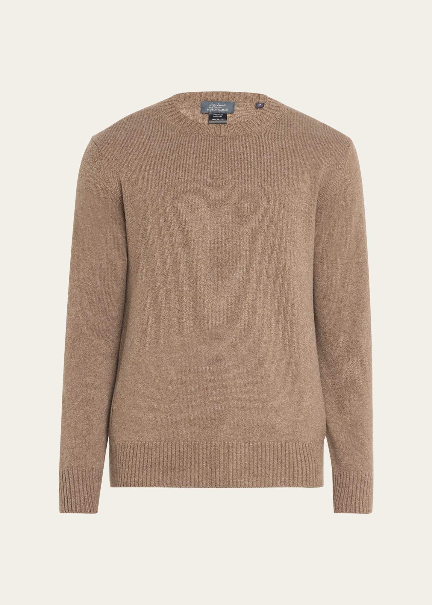Goodman's Men's Rib Baby Cashmere Pullover In Brown