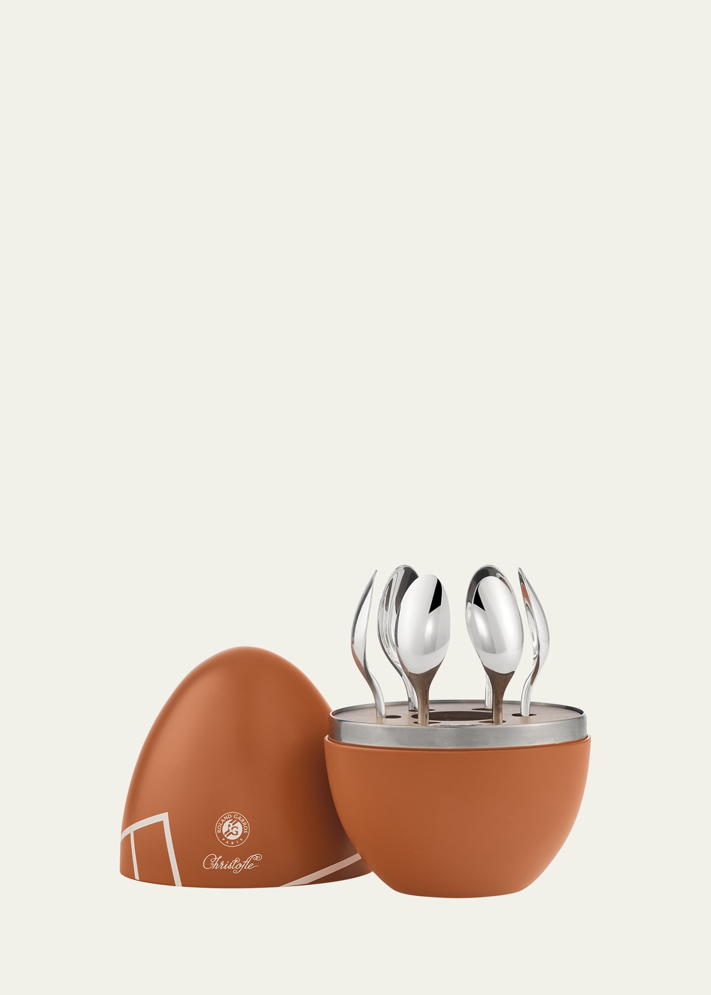 Christofle X Roland-garros Mood Coffee Espresso Spoons, Set Of 6 In Brown
