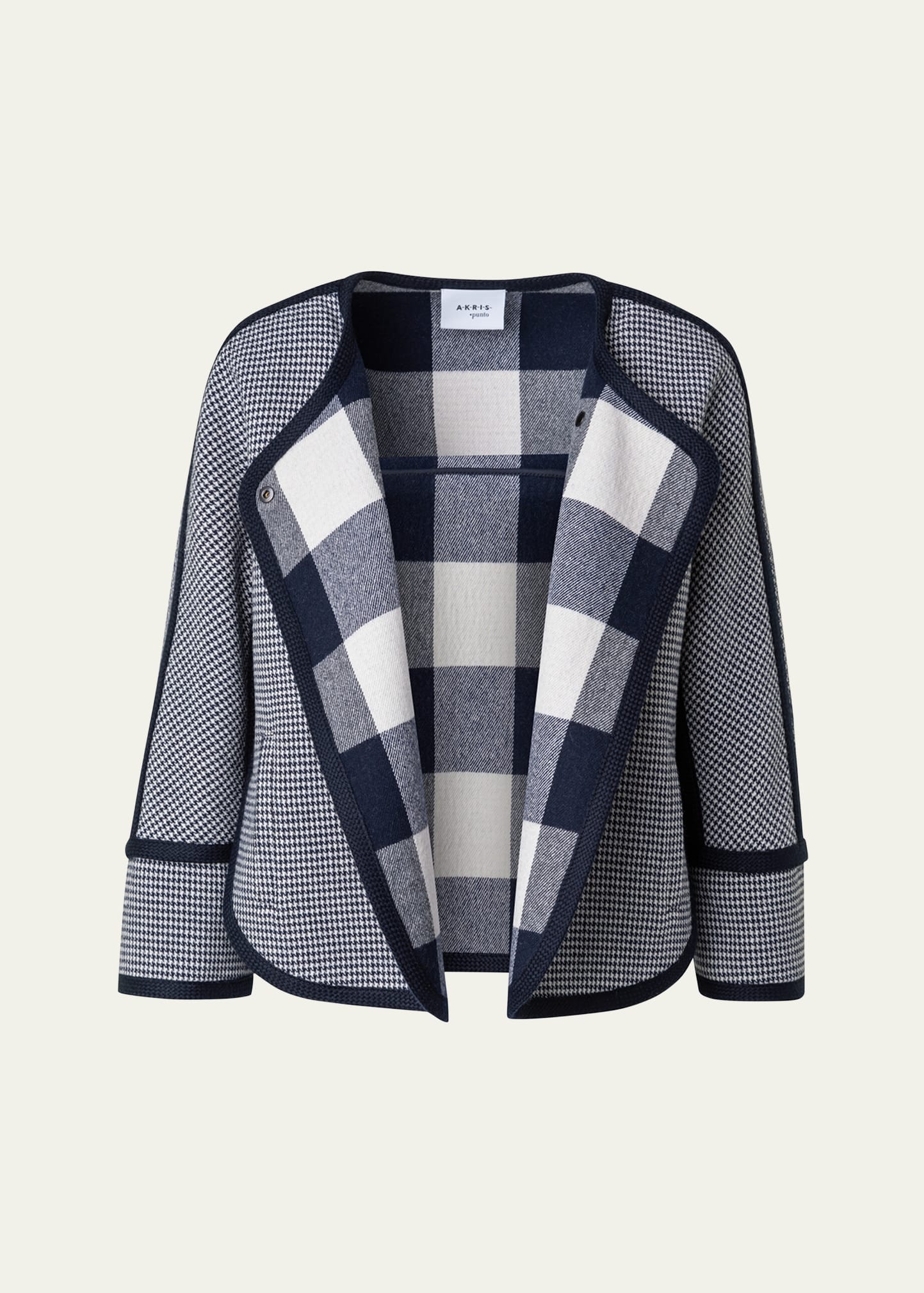 Double-Face Wool Houndstooth Short Jacket