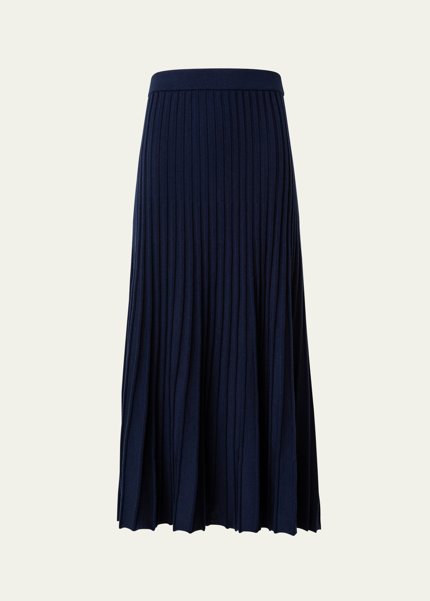 Merino Wool Ribbed Knit Midi Skirt