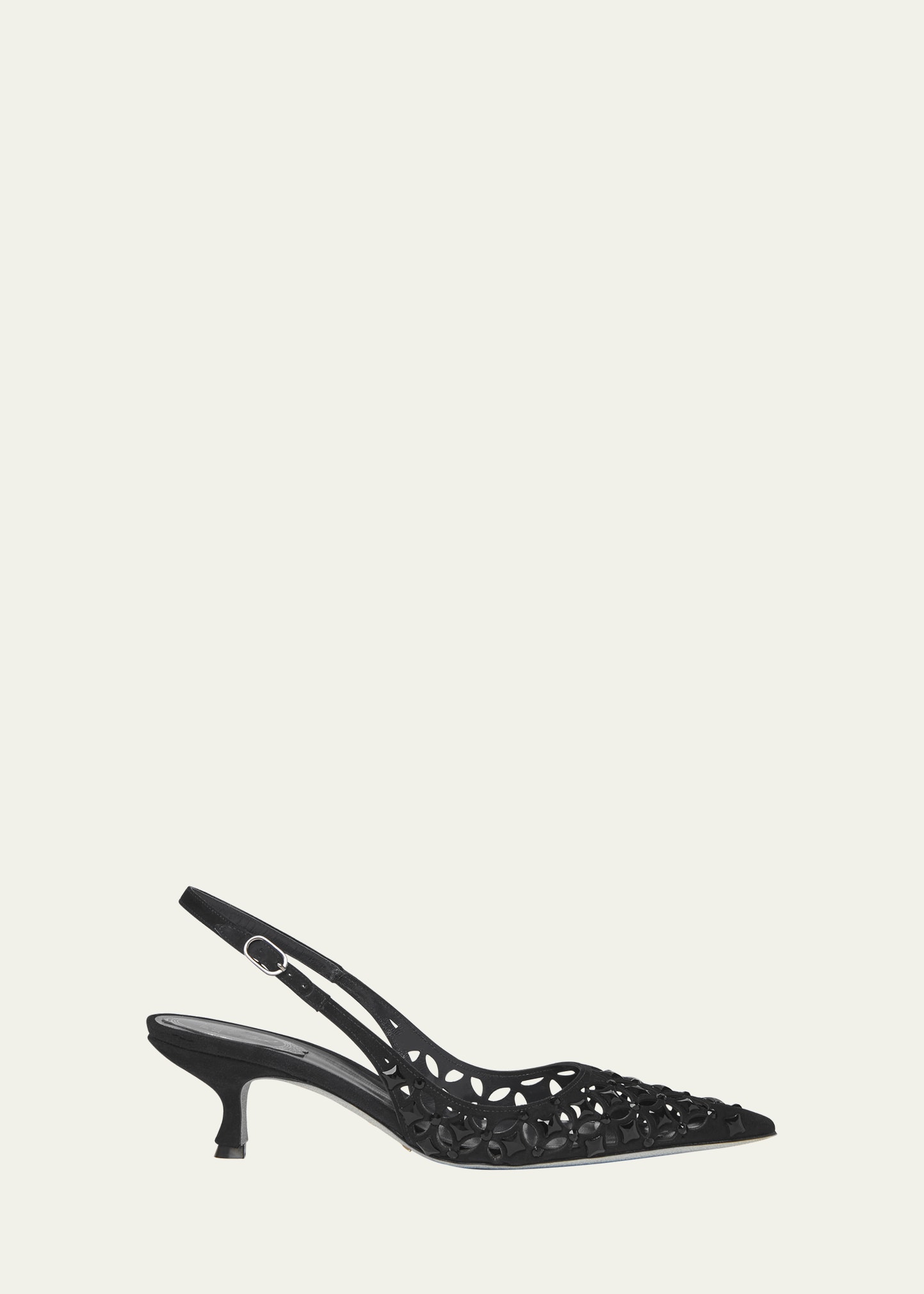 Laser-Cut Suede Slingback Pumps