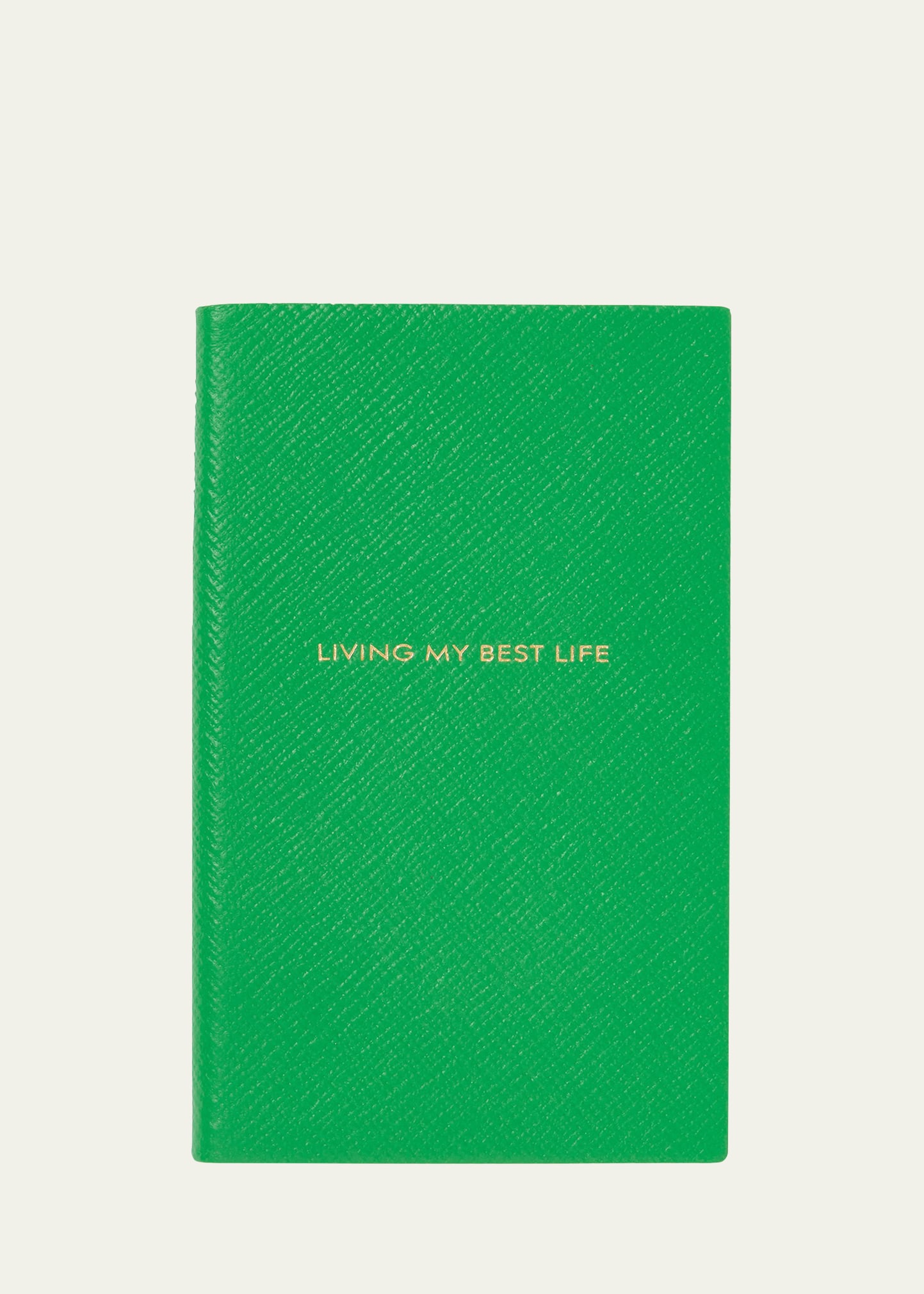 Smythson Living My Best Life Cross-grain Leather Notebook In Emerald