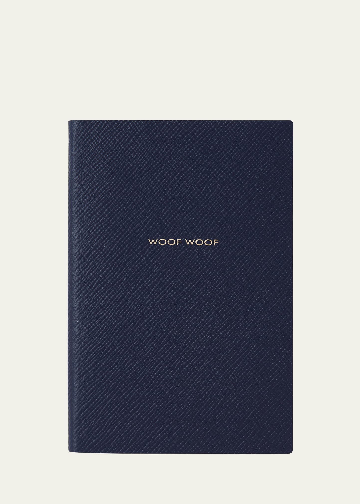 Smythson Chelsea "woof Woof" Cross-grain Leather Notebook In Blue