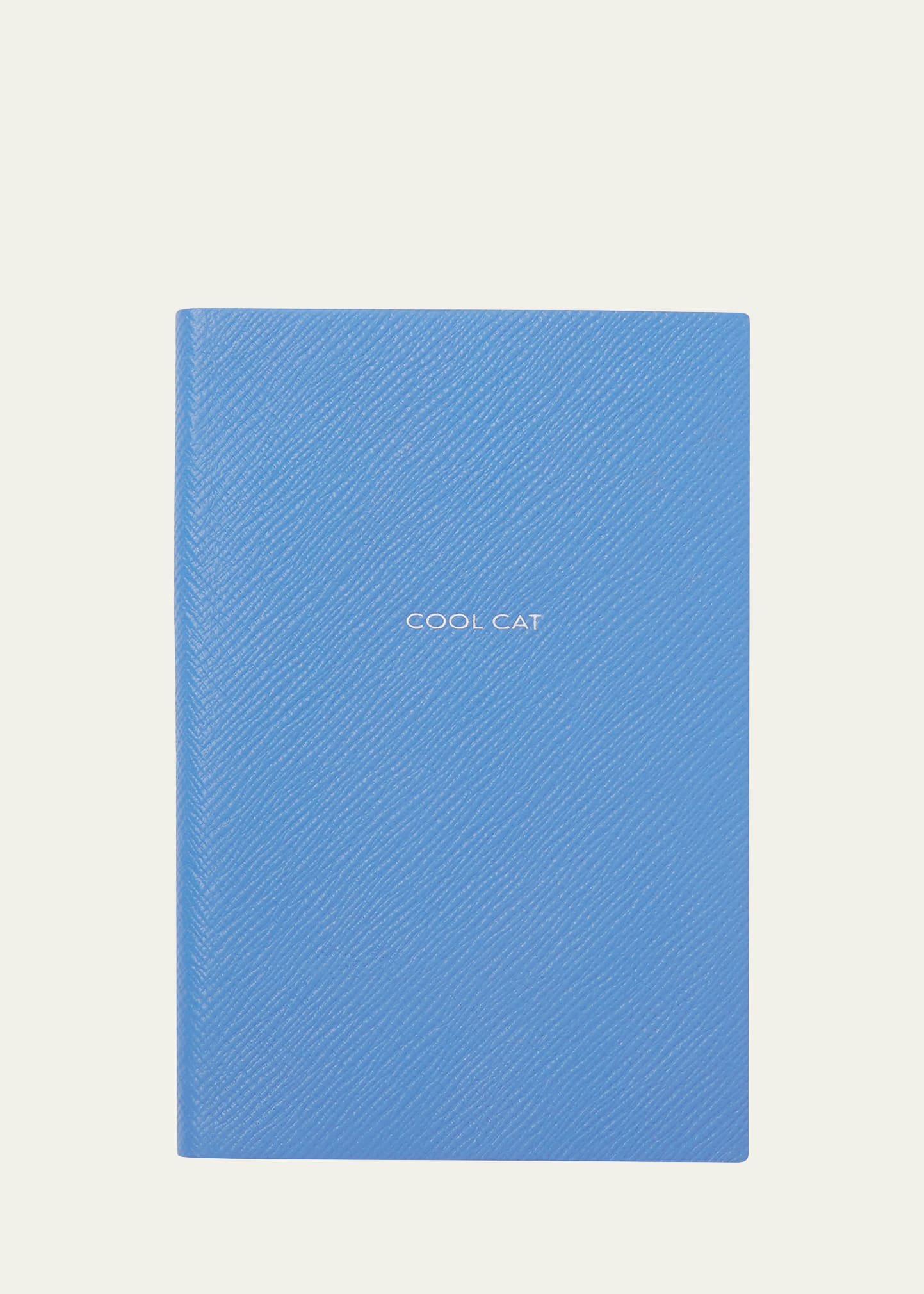 Shop Smythson Chelsea "cool Cat" Cross-grain Leather Notebook In Nile Blue