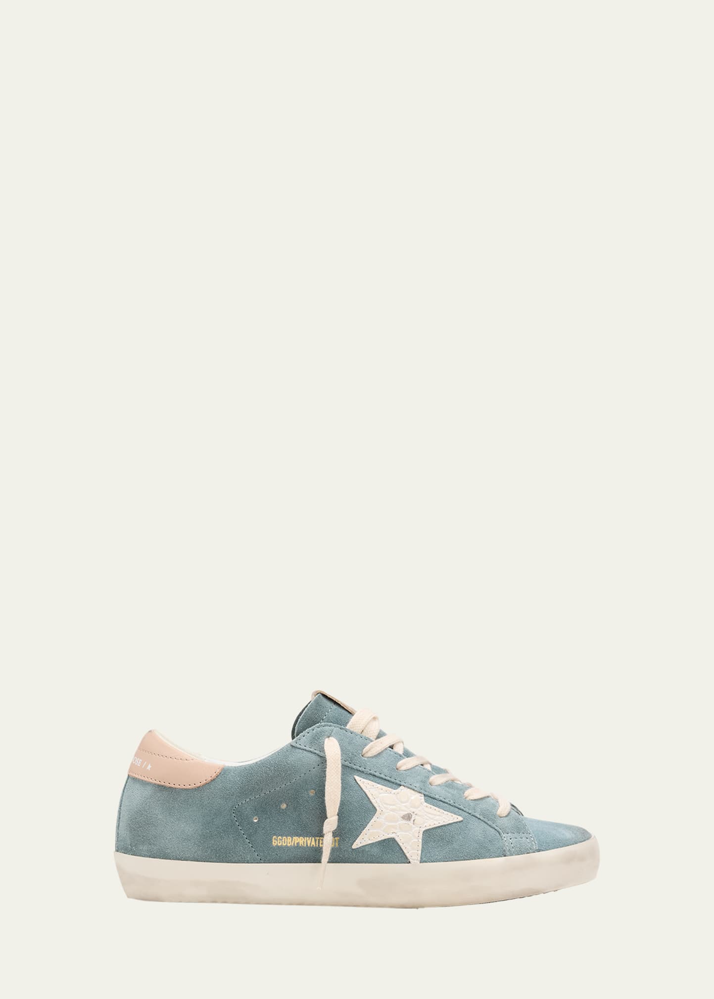 Shop Golden Goose Superstar Mixed Leather Low-top Sneakers In Silver Blue Butte