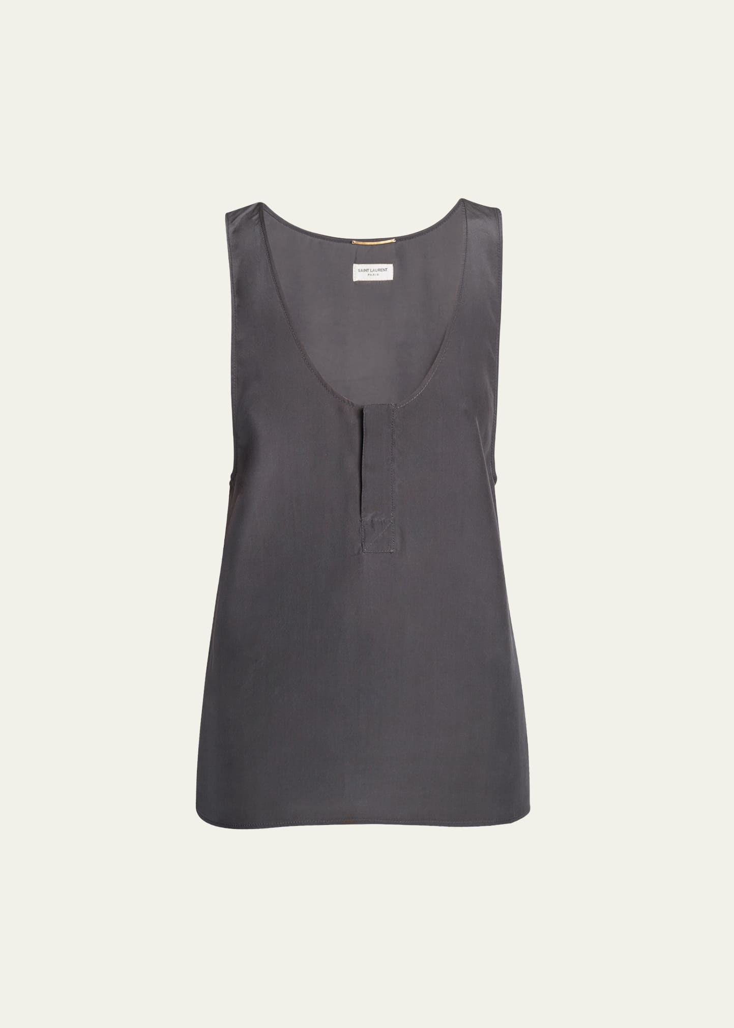 Saint Laurent Scoop-neck Silk Tank Top In Medium Blue