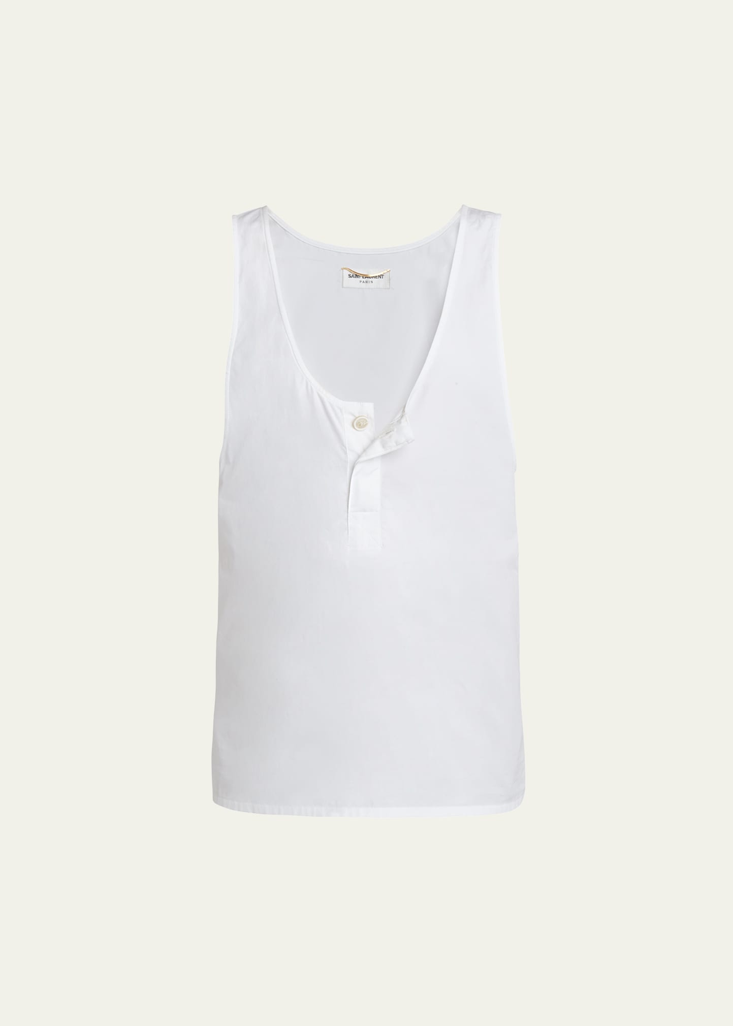 Shop Saint Laurent Scoop-neck Cotton Tank Top In White