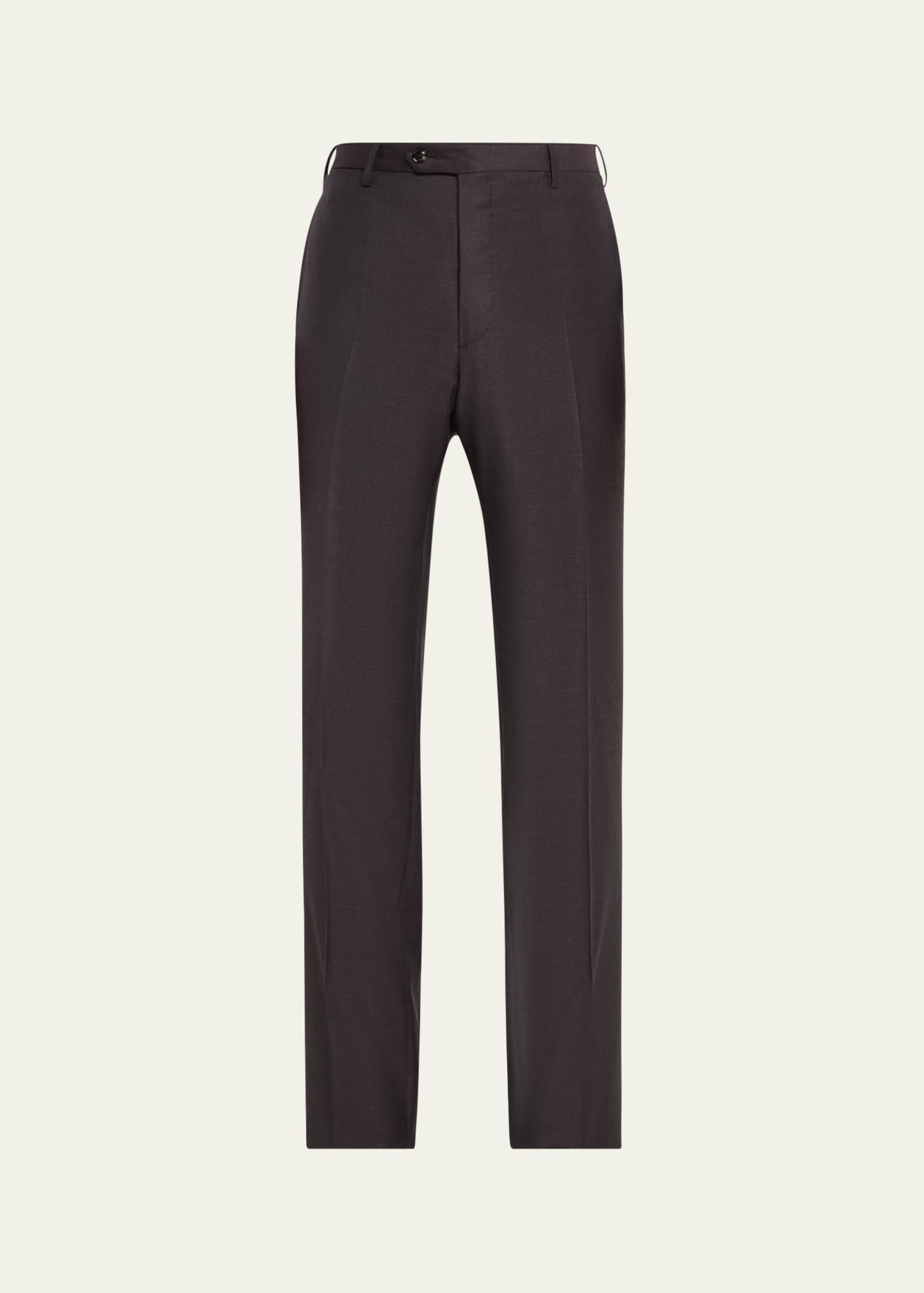 Giorgio Armani Men's Flat-front Wool Trousers In Black