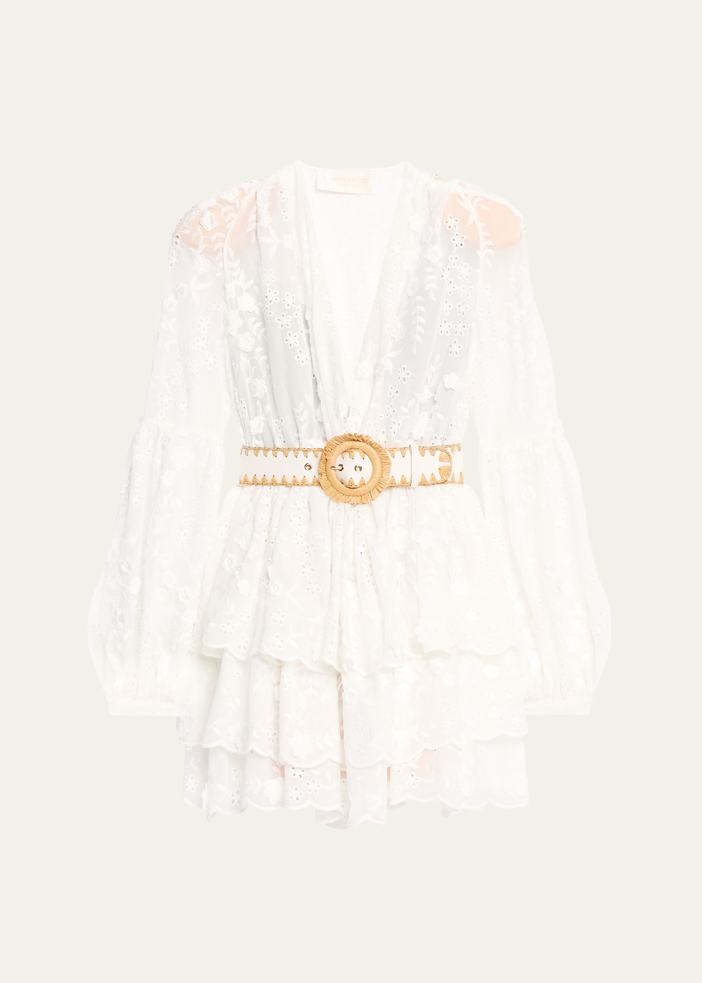 Shop Bronx And Banco Bedouin Tiered Floral-embroidered Mini Dress In White